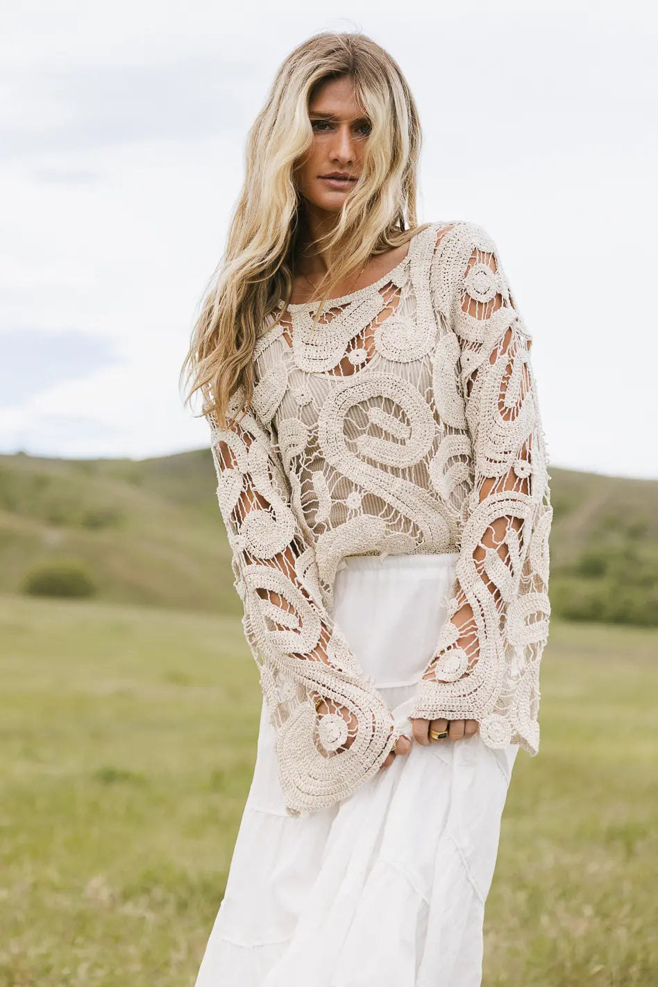 No Worries Crochet Top in Cream - Boho Chic Summer Blouse for Women | Perfect for Beach Vacations, Music Festivals & Casual Outings