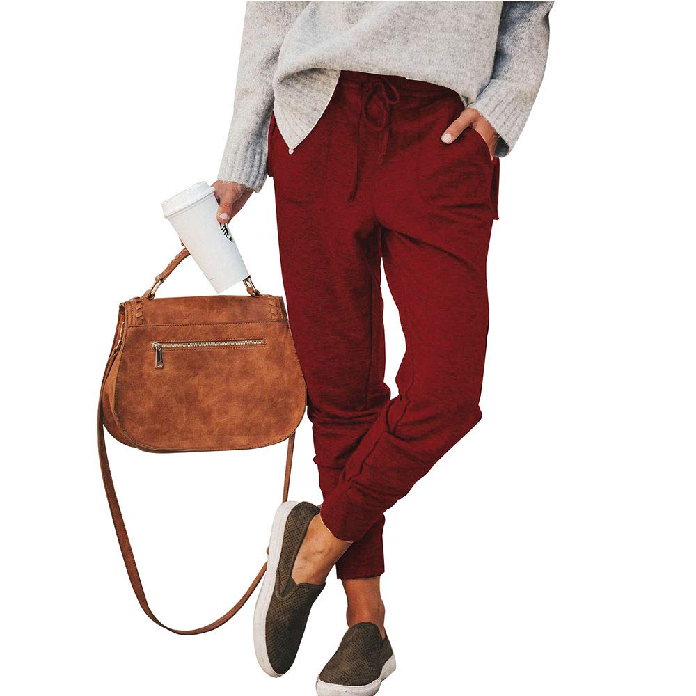 Surenow Women's Drawstring Harem Sweatpants - Loose Jogger Running Pants with Pockets for Yoga, Workout & Lounge | Comfortable Casual Wear for Home, Gym & Outdoor Activities