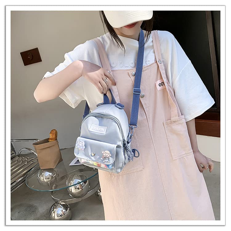 Cute Mini Backpack for Teen Girls - Small Pink & Blue Kawaii Backpack with Decorative Pins - Perfect for School, Travel & Makeup Storage | Lightweight Summer Backpack for Students & Teens