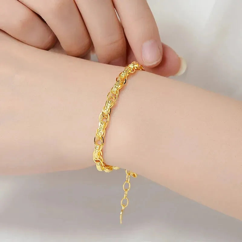 24K Pure Gold Bracelet for Women - 999 Solid Real Gold Bangle, Simple & Elegant Hollow Design, Luxury Classic Jewelry Gift for Anniversary, Birthday, Valentine's Day | Perfect for Parties, Weddings & Special Occasions
