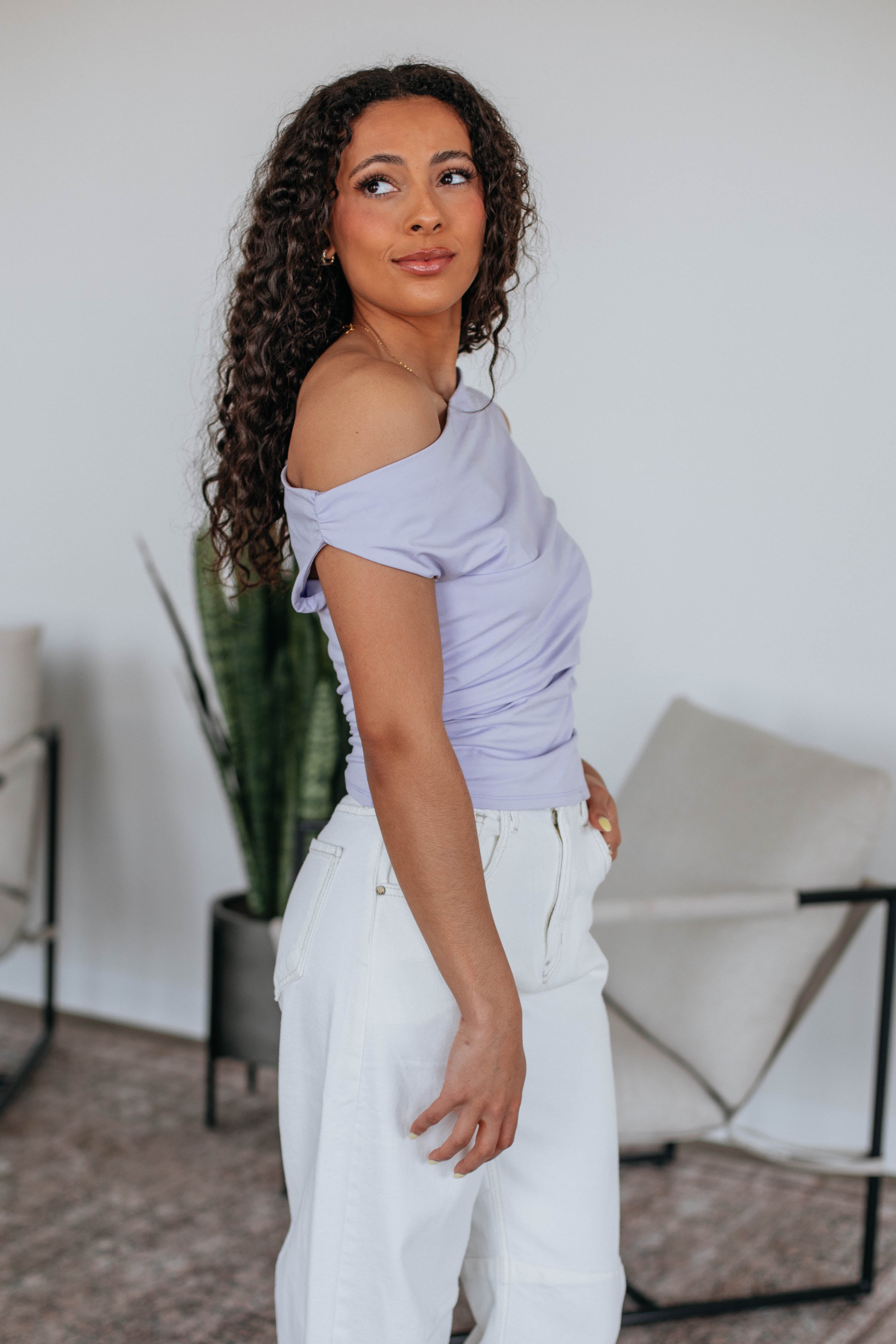Belle Ruched Top Women's Elegant Blouse Lavender - Perfect for Casual Outings, Date Nights & Office Wear