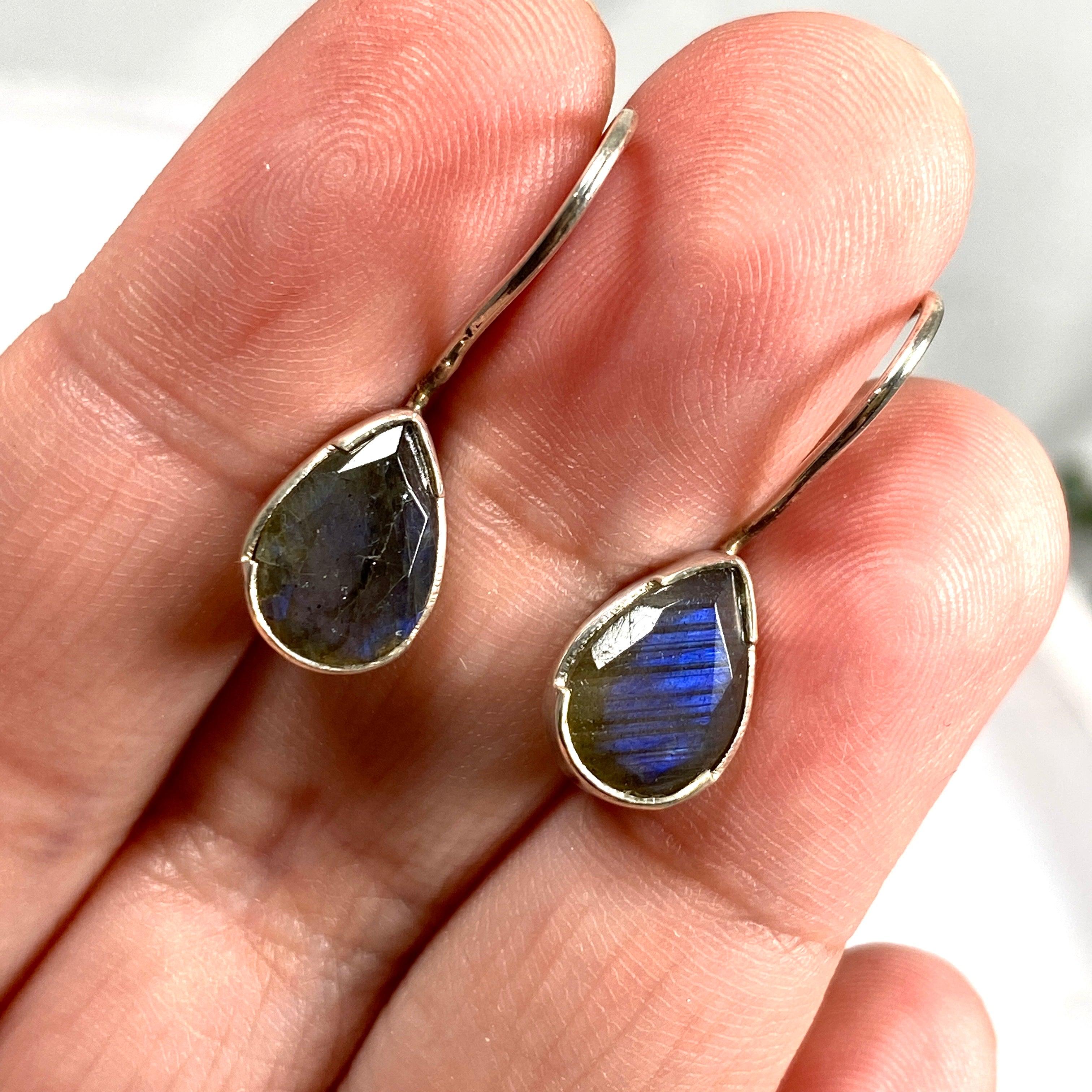 Labradorite Faceted Teardrop Earrings for Women - Genuine Gemstone Dangle Earrings - Elegant Handmade Jewelry for Parties, Weddings & Special Occasions