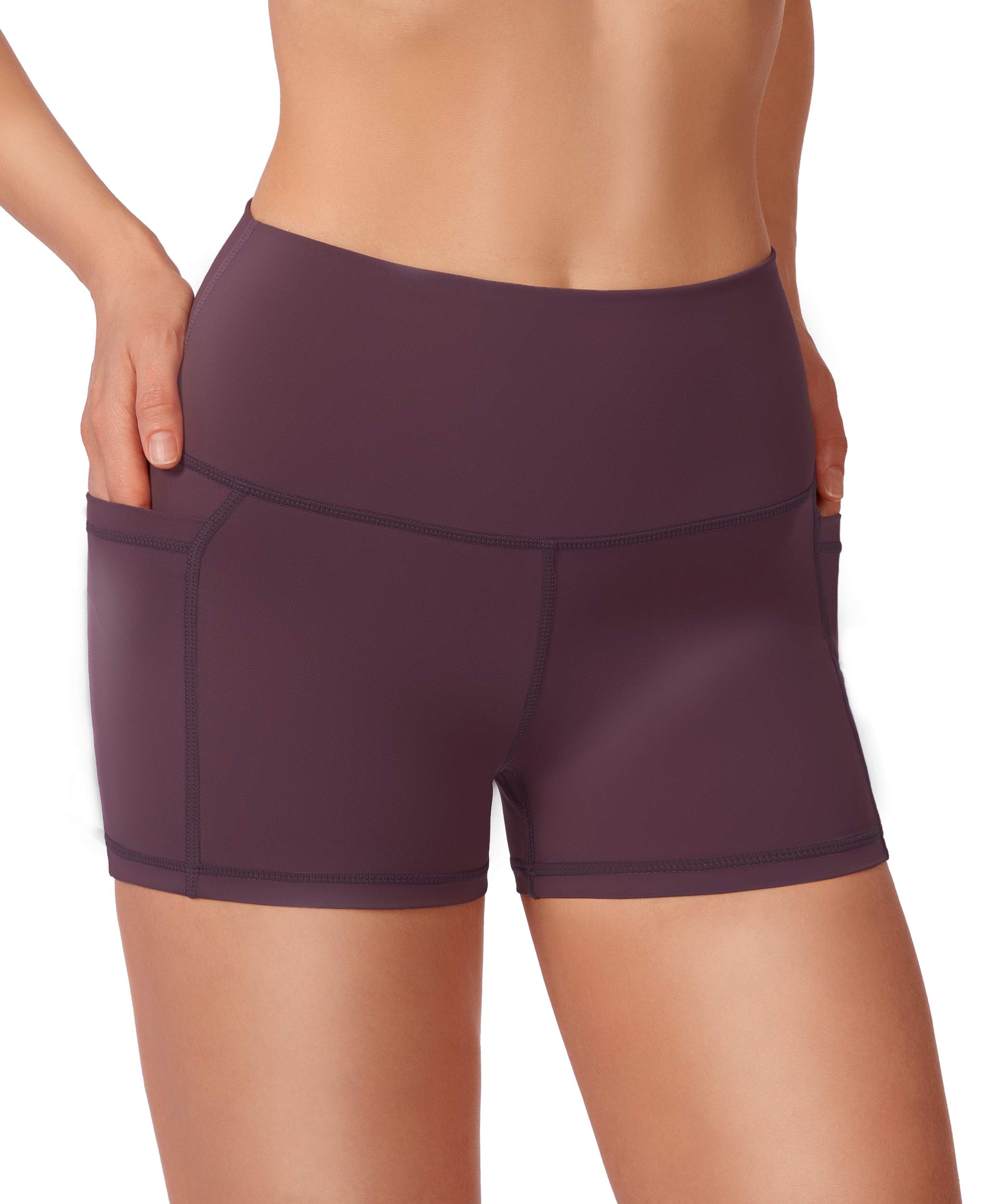 High Waist Yoga Shorts for Women with Side Pockets - Tummy Control Workout Running Gym Biker Shorts 8
