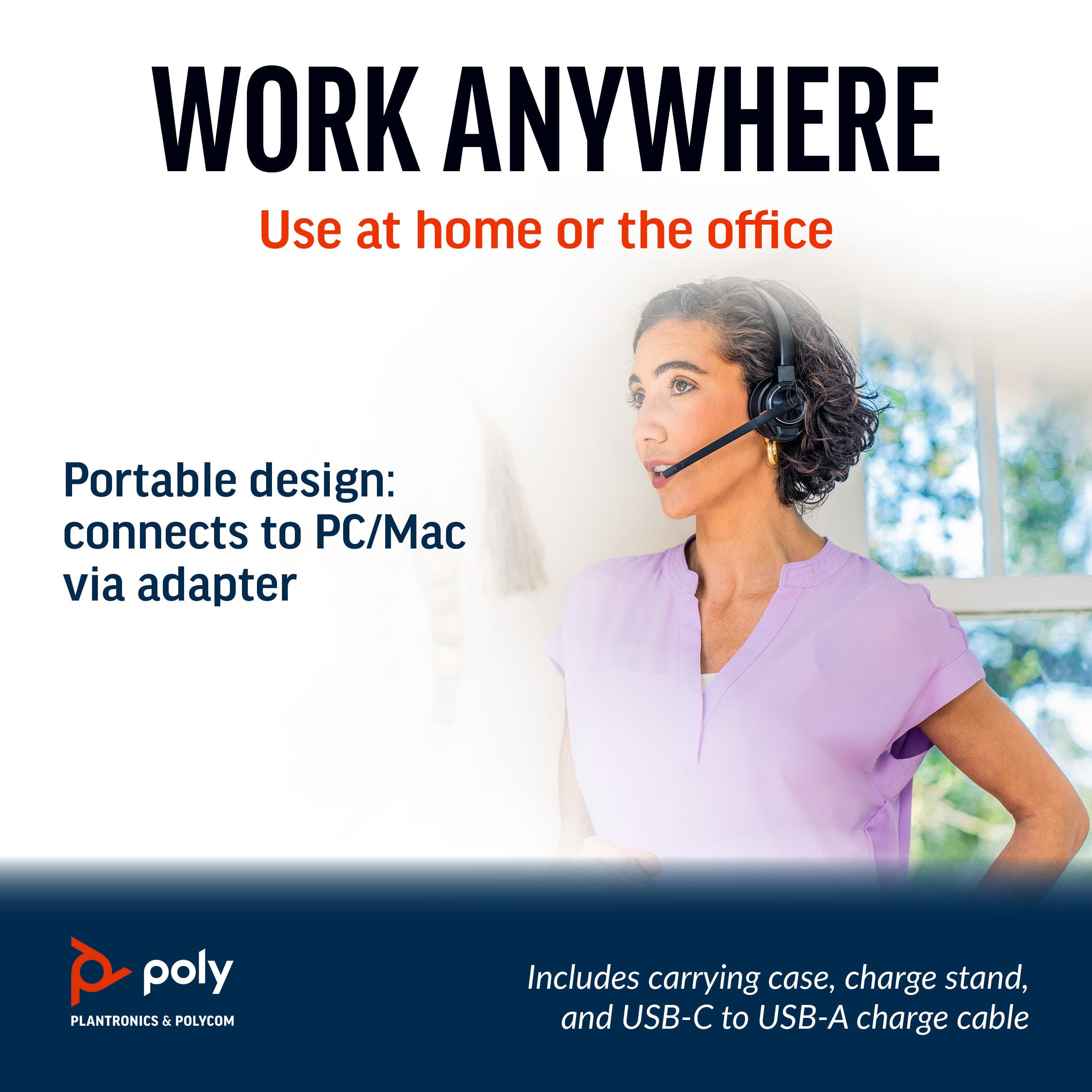 Poly Savi 8220 UC Wireless DECT Stereo Headset - Microsoft Teams Certified for Clear Calls | Noise-Canceling Mic | Comfortable Over-Ear Design | Ideal for Remote Work, Video Conferencing & Office Use