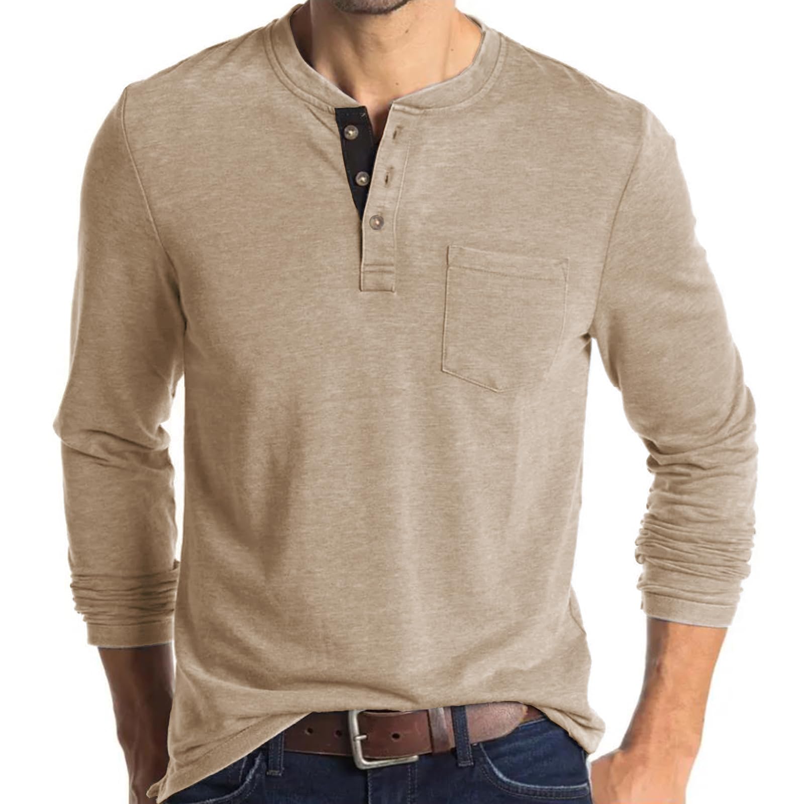 **Uposiut Men's Henley Shirts - Long & Short Sleeve Cotton T-Shirts for Casual Wear | Breathable, Comfortable & Stylish Basic Tees for Everyday Outfits**