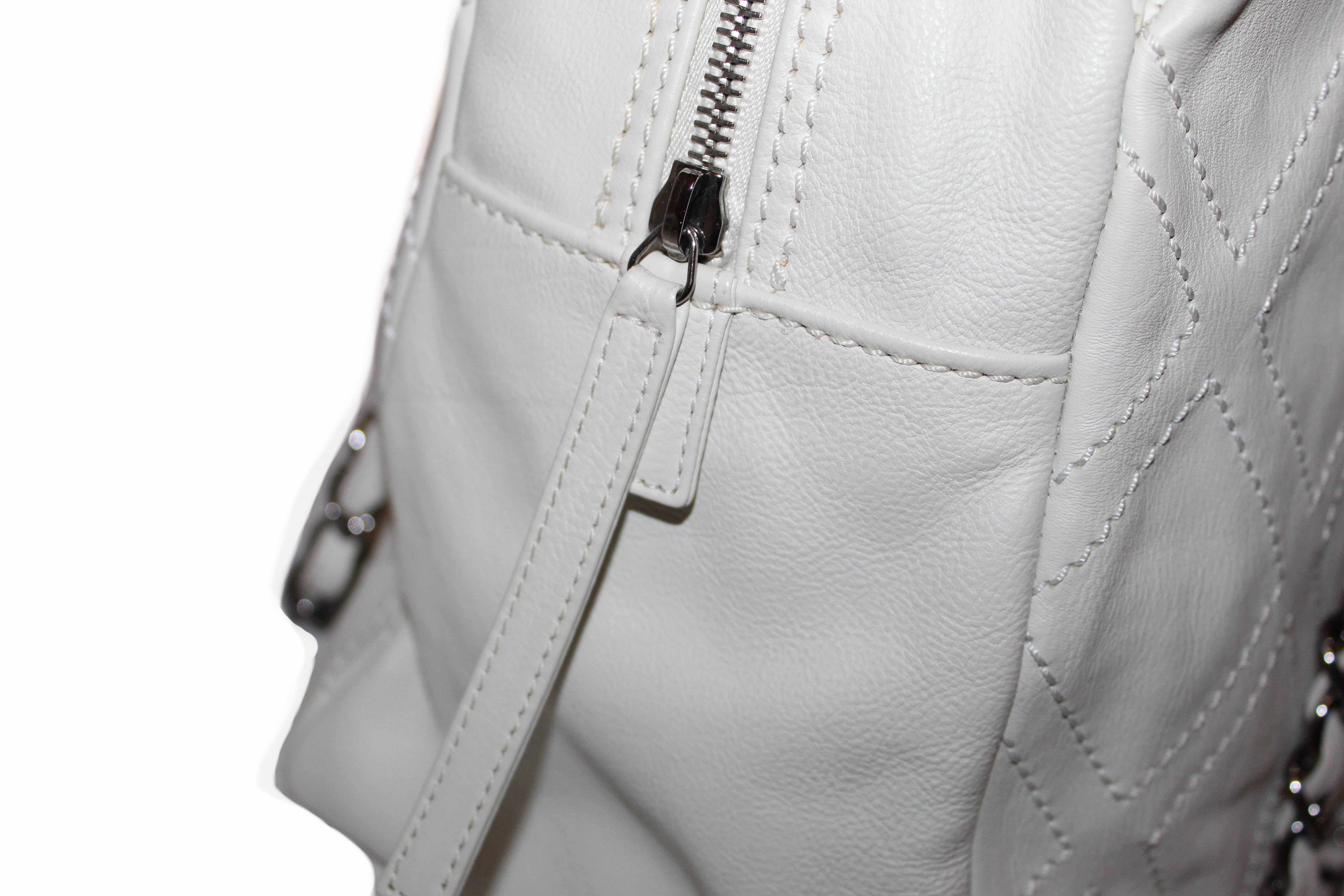 Authentic Chanel Off-White Lambskin Leather Diamond Stitch Tote Bag - Luxury Designer Handbag for Women, Perfect for Work, Travel & Everyday Use