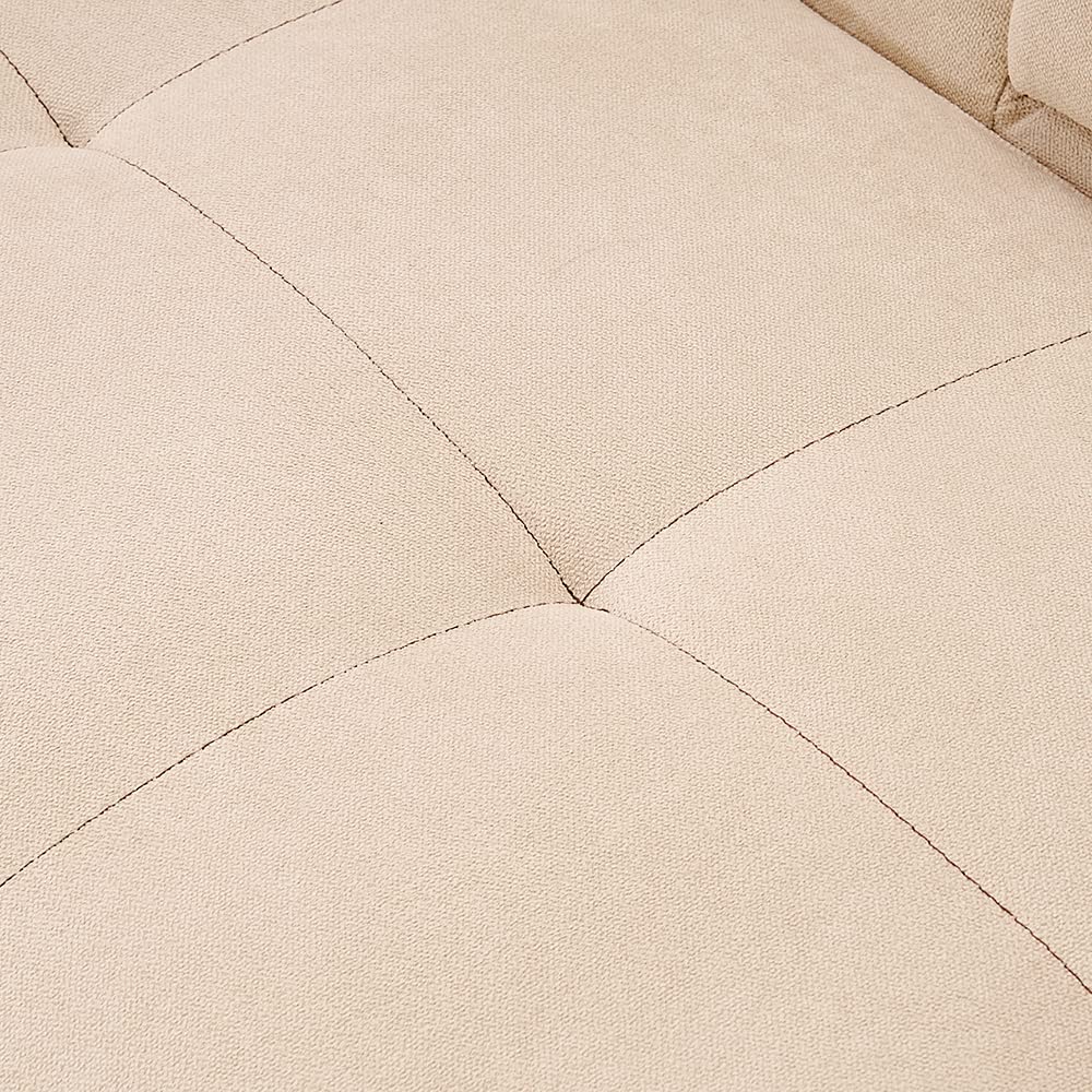 Panana 3-Seater Convertible Futon Sofa Bed - Click Clack Recliner Couch with Fabric Upholstery for Living Room, Guest Room & Small Spaces (Beige) | Space-Saving Multi-Functional Furniture for Apartments, Dorms & Home Offices