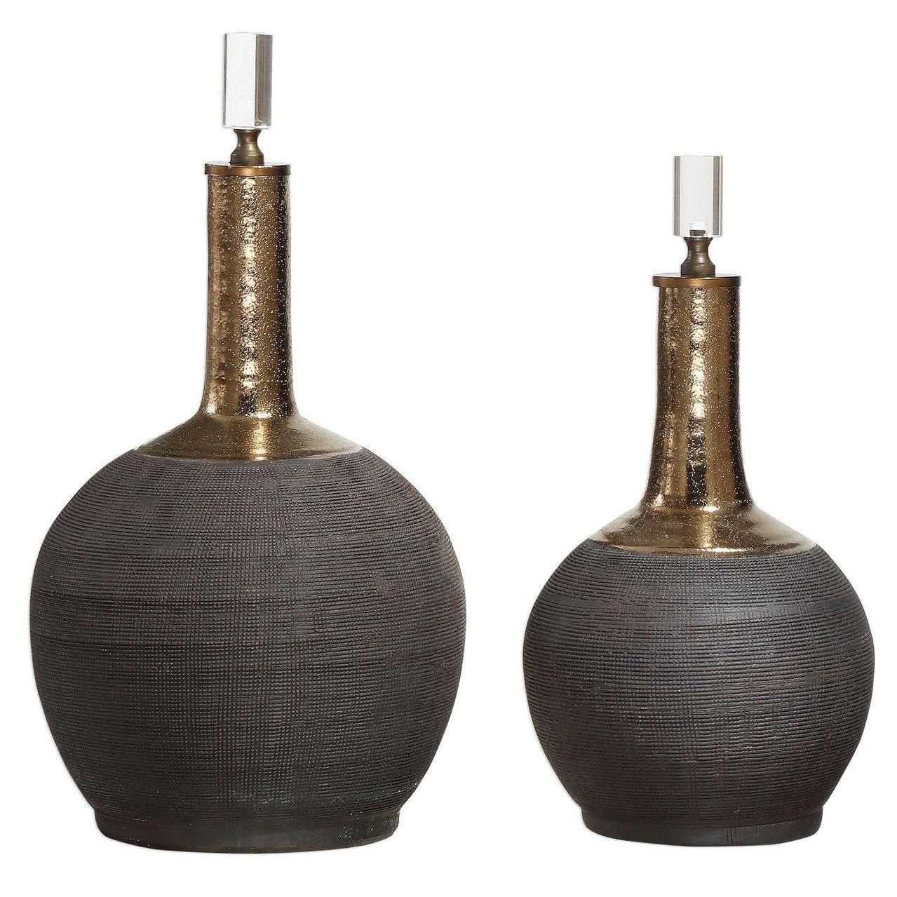 Premium Arnav Glass Bottles (Set of 2) - Elegant Black & Gold Finish for Liquor, Wine or Home Decor - Perfect for Gifts, Parties & Bar Accessories