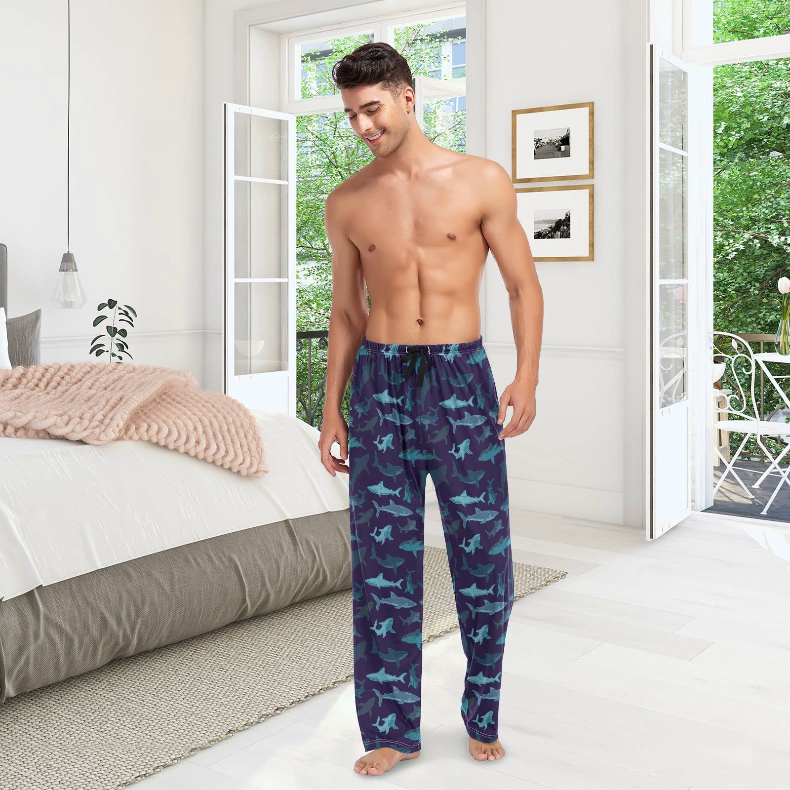 Soft Plaid Men's Pajama Pants - Black & White Checkered Lounge Sleepwear for Men | Comfortable Cotton Sleep Pants for Relaxing at Home, Lounging & Travel