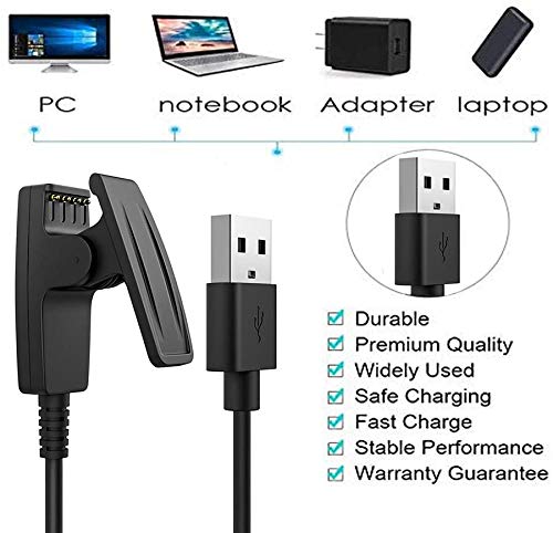 Original Garmin Charger Cable for Lily 2/vivomove HR/Trend - USB Replacement Charging Cord Compatible with Forerunner 230/235/630/35/645/735xt - Perfect for Travel, Workouts & Daily Charging
