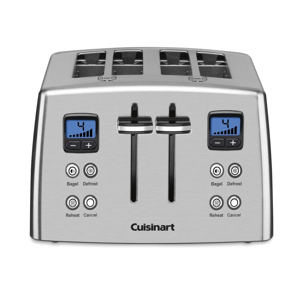 Cuisinart CPT-435P1 4-Slice Countdown Motorized Toaster & JK-17P1 Electric Cordless Tea Kettle Set - Stainless Steel, 1.7L Capacity, 1500W - Perfect for Breakfast & Tea Time in Modern Kitchens