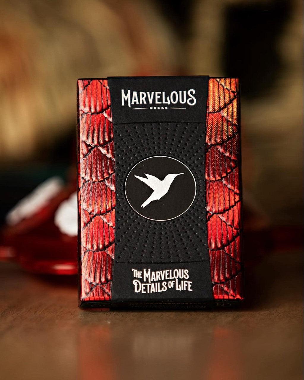 Premium Red Marvelous Hummingbird Feathers Playing Cards - Elegant Deck for Poker, Magic Tricks & Collectors | Perfect for Game Nights, Gifts & Cardistry