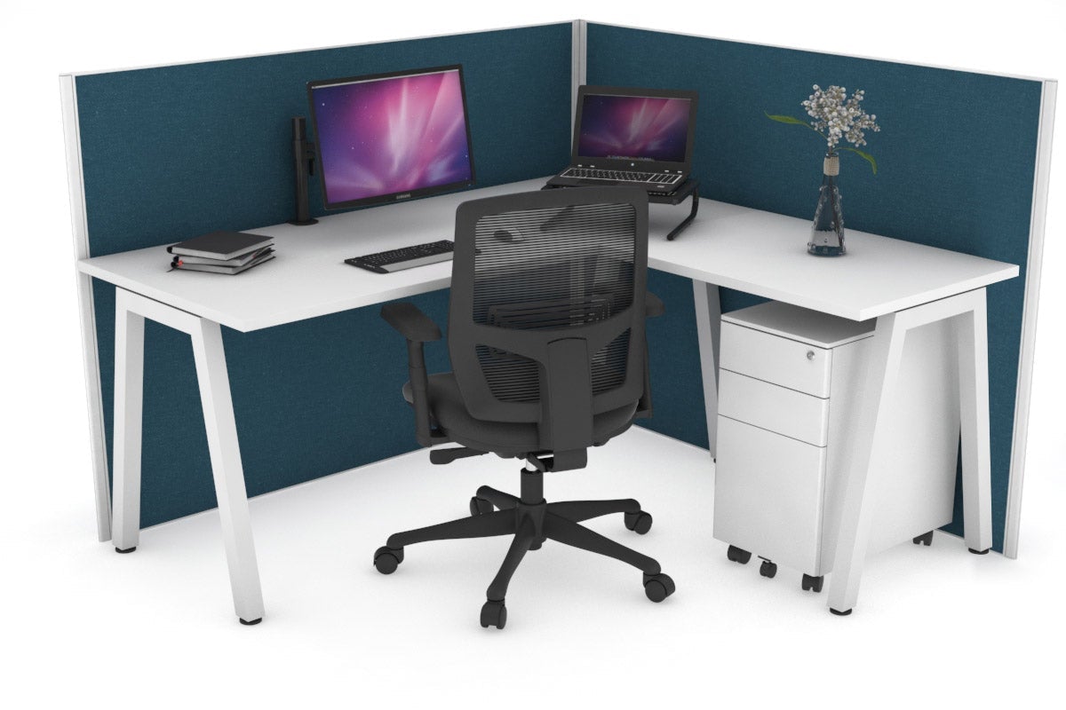 Horizon Quadro A Legs L-Shaped Corner Office Desk - 1600L x 1700W Dimensions - Modern Home Office & Gaming Desk for Small Spaces - Perfect for Workstations, Study Rooms & Home Offices
