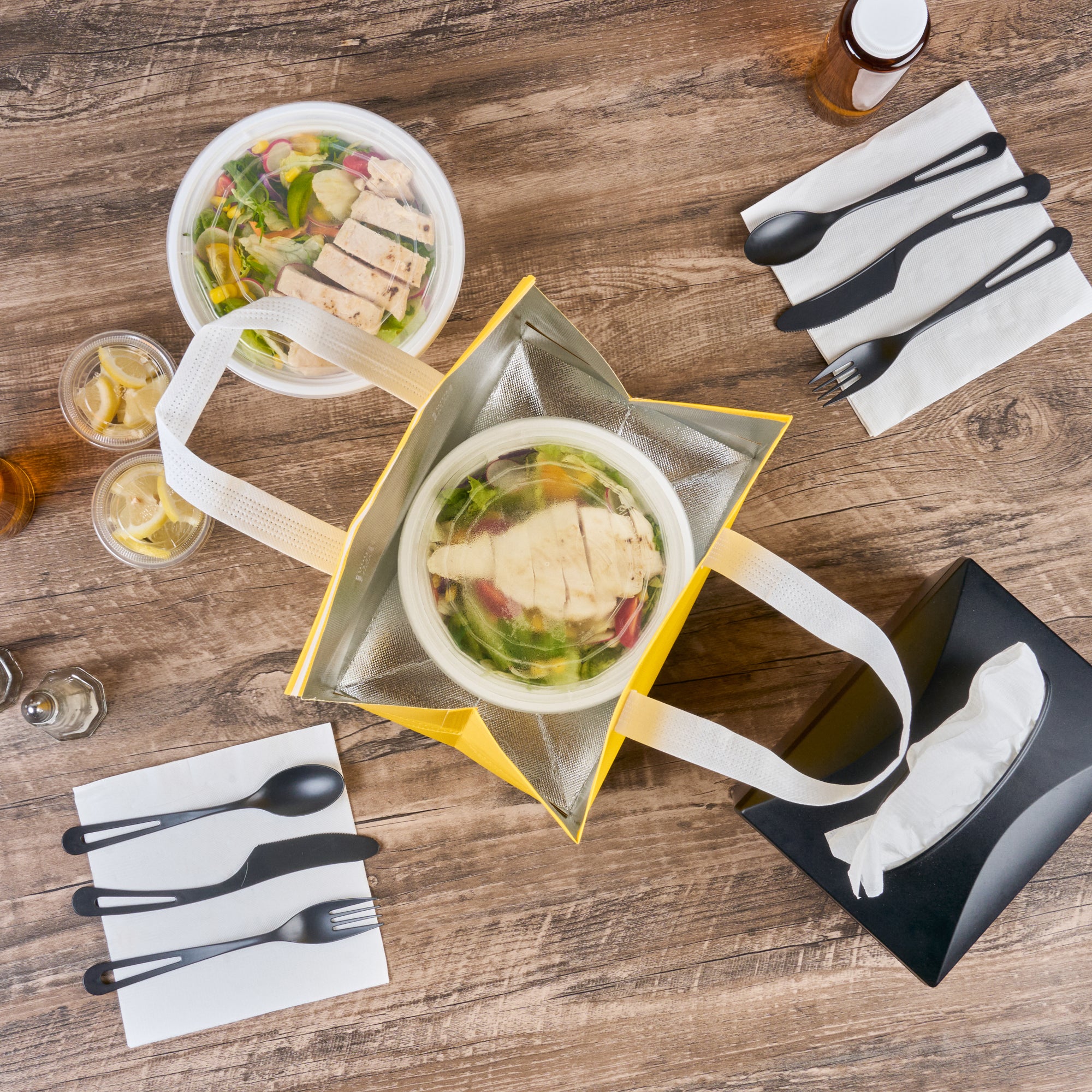 Insulated Food Delivery Bag - Tamper Evident Yellow Takeout Bags (10.25