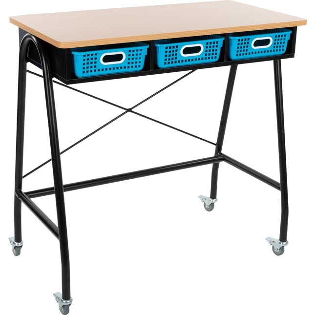 Best Mobile Desk with Baskets - 17 Color Options for Standing or Sitting Work - Perfect for Teachers, Office & Home Use