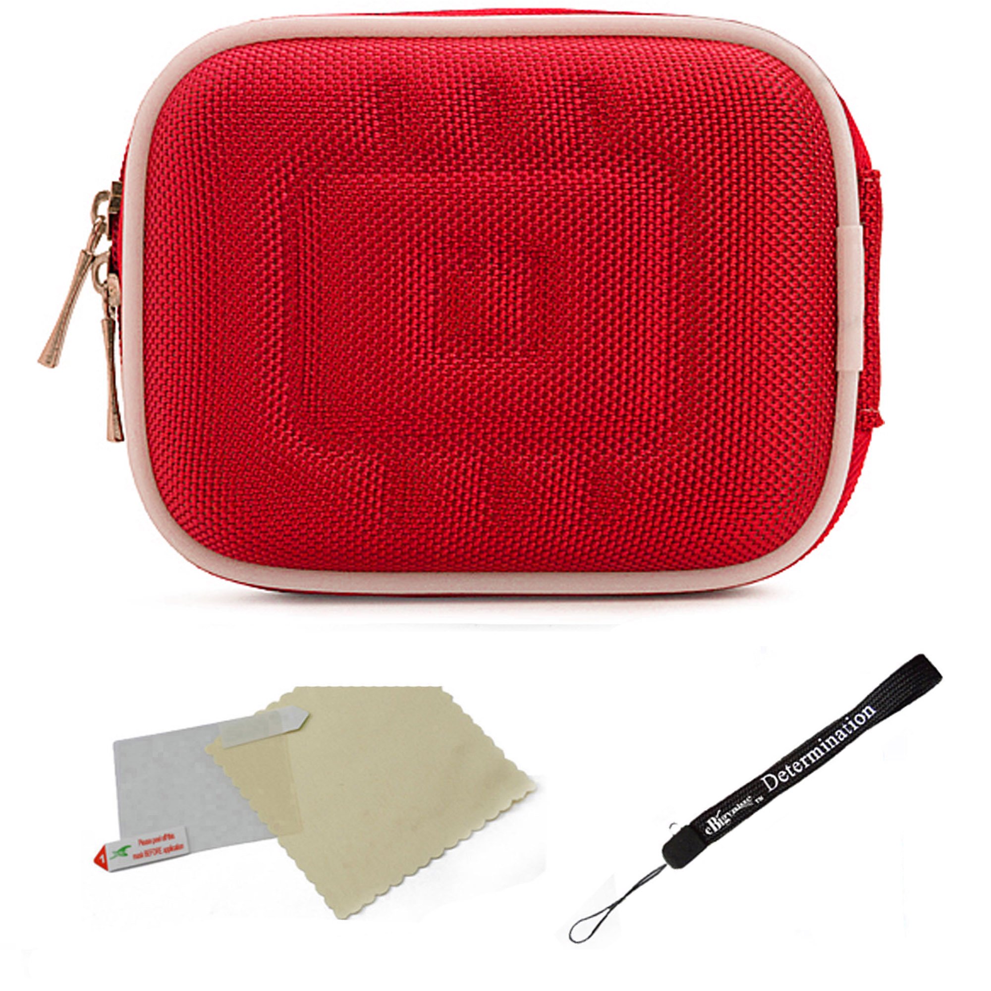 Lightweight Red Nylon Mini Hardshell Case for Panasonic Lumix F/FH/LX/SZ/TS/XS/ZS Series Cameras - Includes Screen Protector & Mini Tripod | Perfect for Travel, Outdoor Photography & Camera Protection