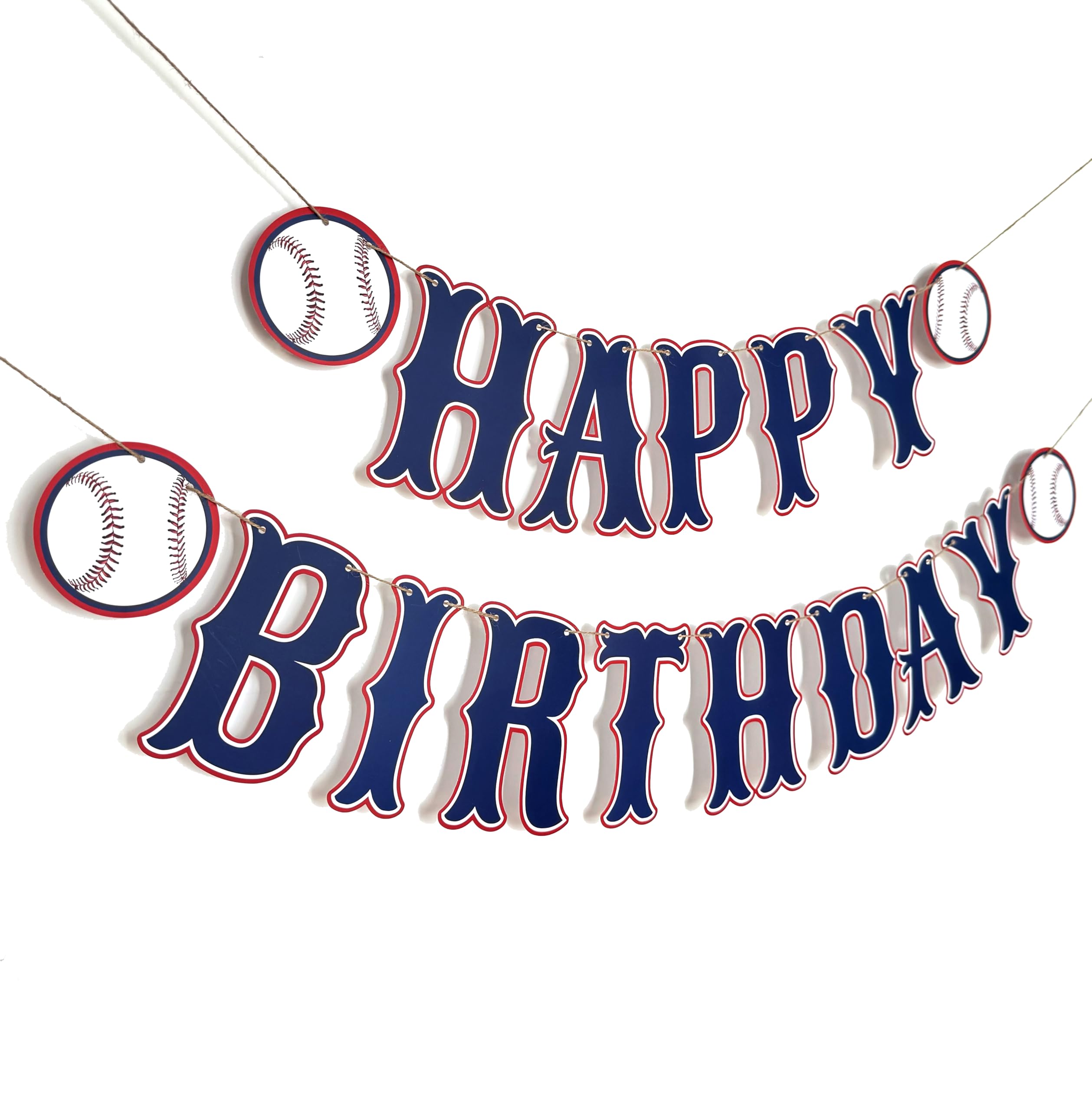 OZCZKZZ Navy Blue Baseball Birthday Banner - Happy Birthday Party Decorations for Baseball Theme Celebrations, Sports Events & Home Decor