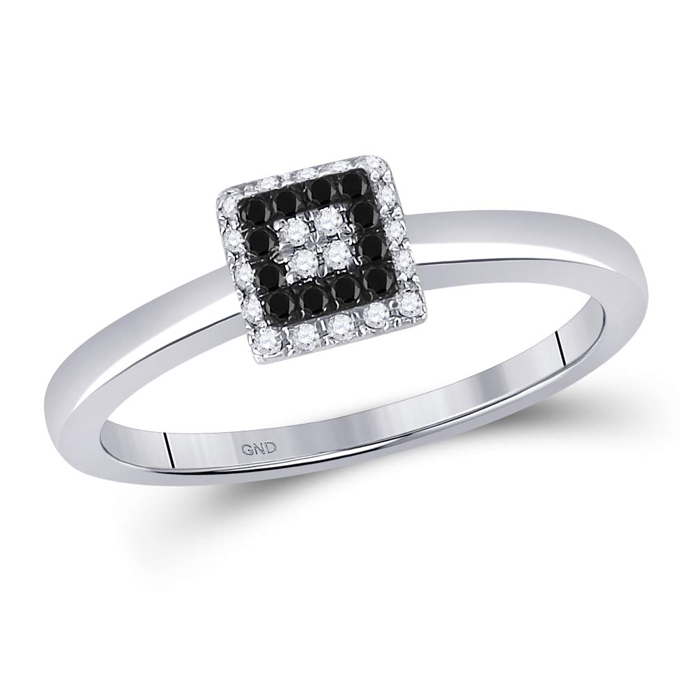 10K White Gold Women's Round Black Enhanced Diamond Cluster Ring - 1/6 CTTW | Elegant FB Jewels for Engagement, Anniversary & Special Occasions