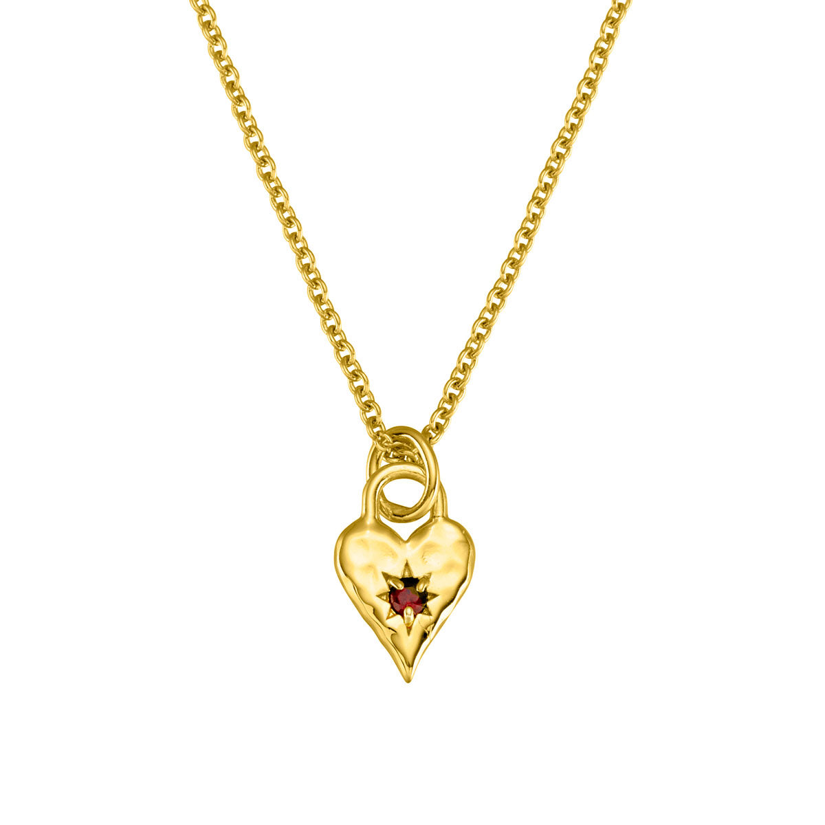 Love Heart Garnet Necklace in Gold - Elegant Jewelry Gift for Women, Valentine's Day, Anniversary & Special Occasions
