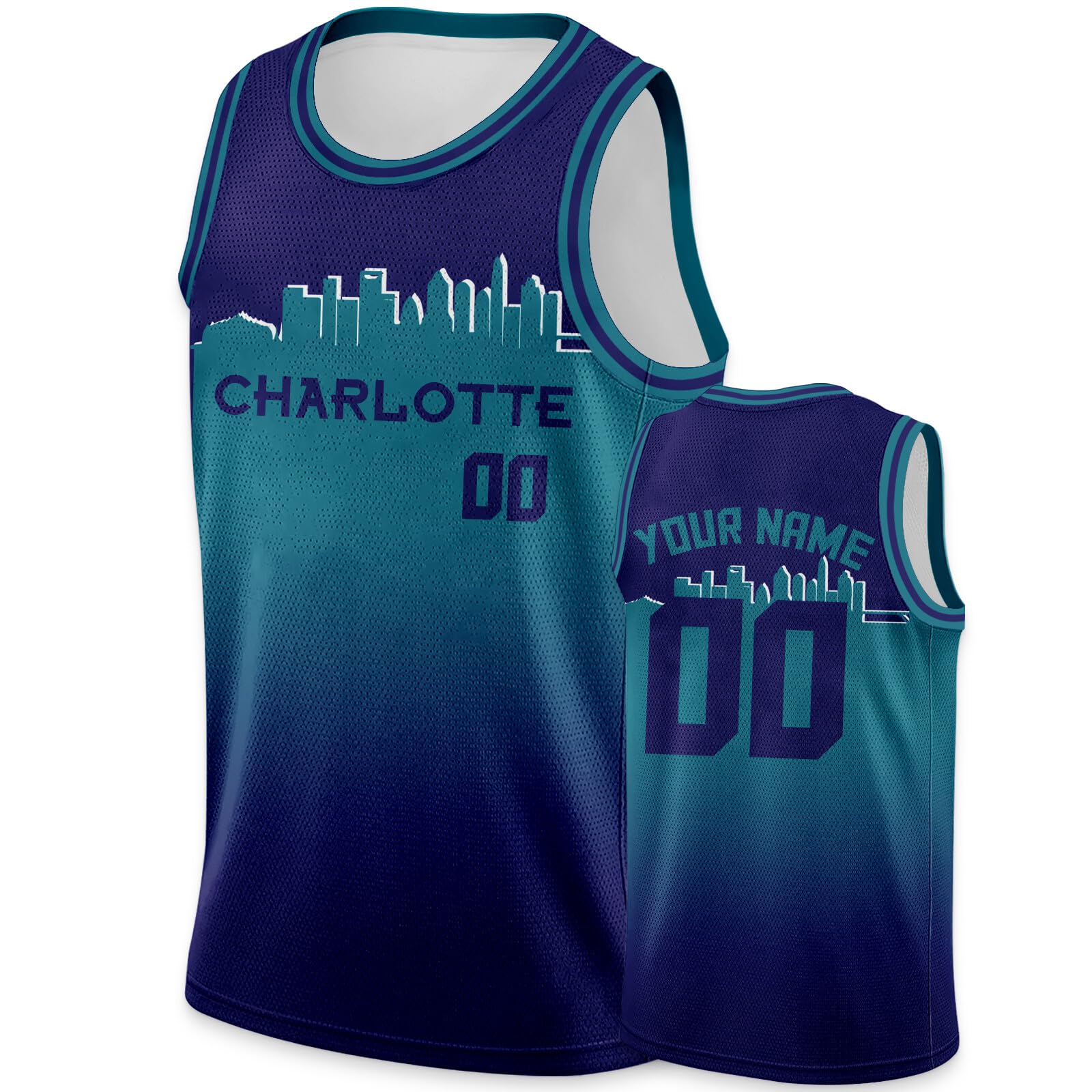 Custom Basketball Jerseys for Men, Women & Youth - Personalized Name & Number - Gradient Silhouette Design - Team Uniforms for Streetball, League Games & Fan Gear