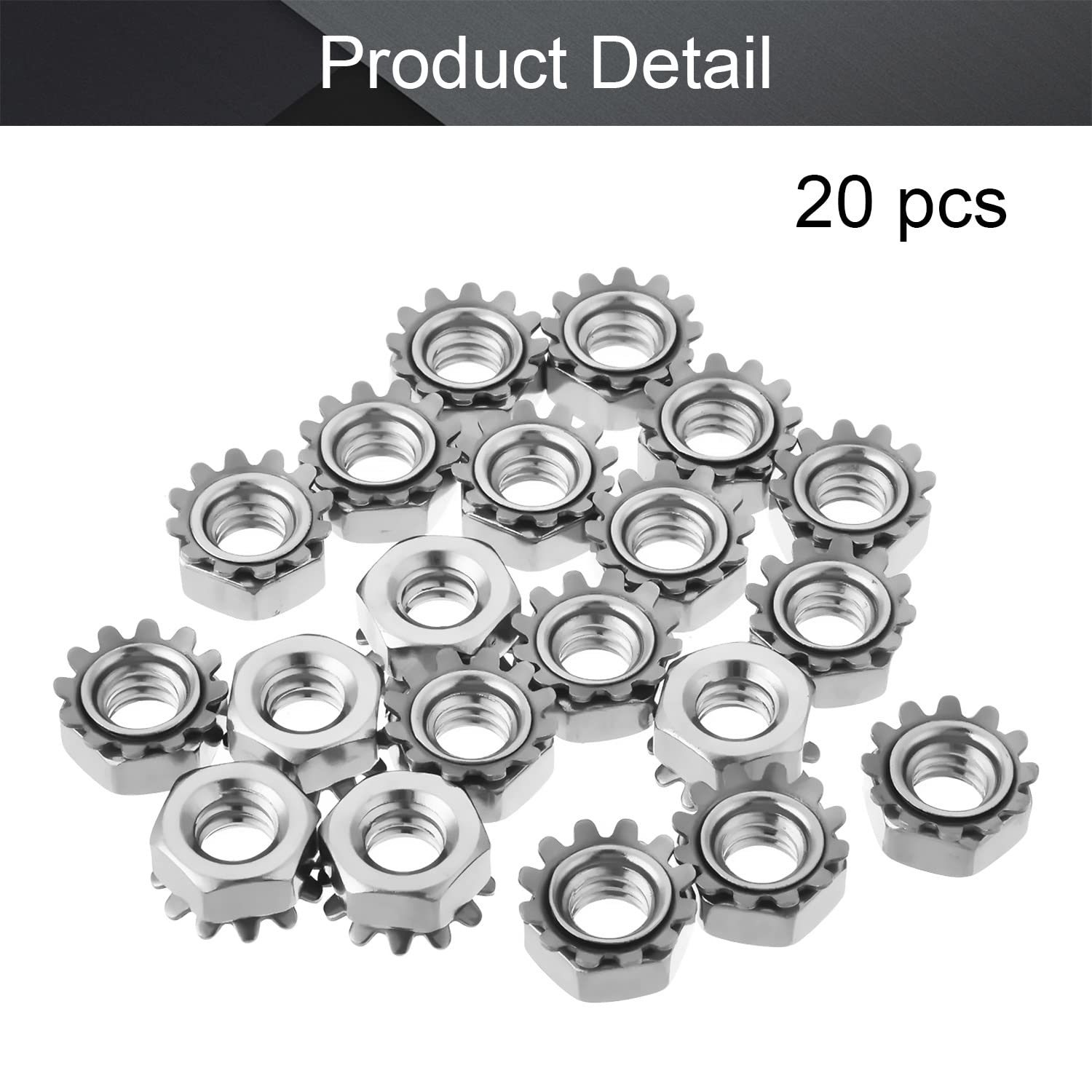 MroMax 1/4-20 K-Lock Nuts, 304 Stainless Steel Keps Lock Nuts (20Pcs) - Silver Hardware Fasteners for Machinery, Furniture & Electrical Appliances | Secure Fastening Solution for DIY Projects & Industrial Use
