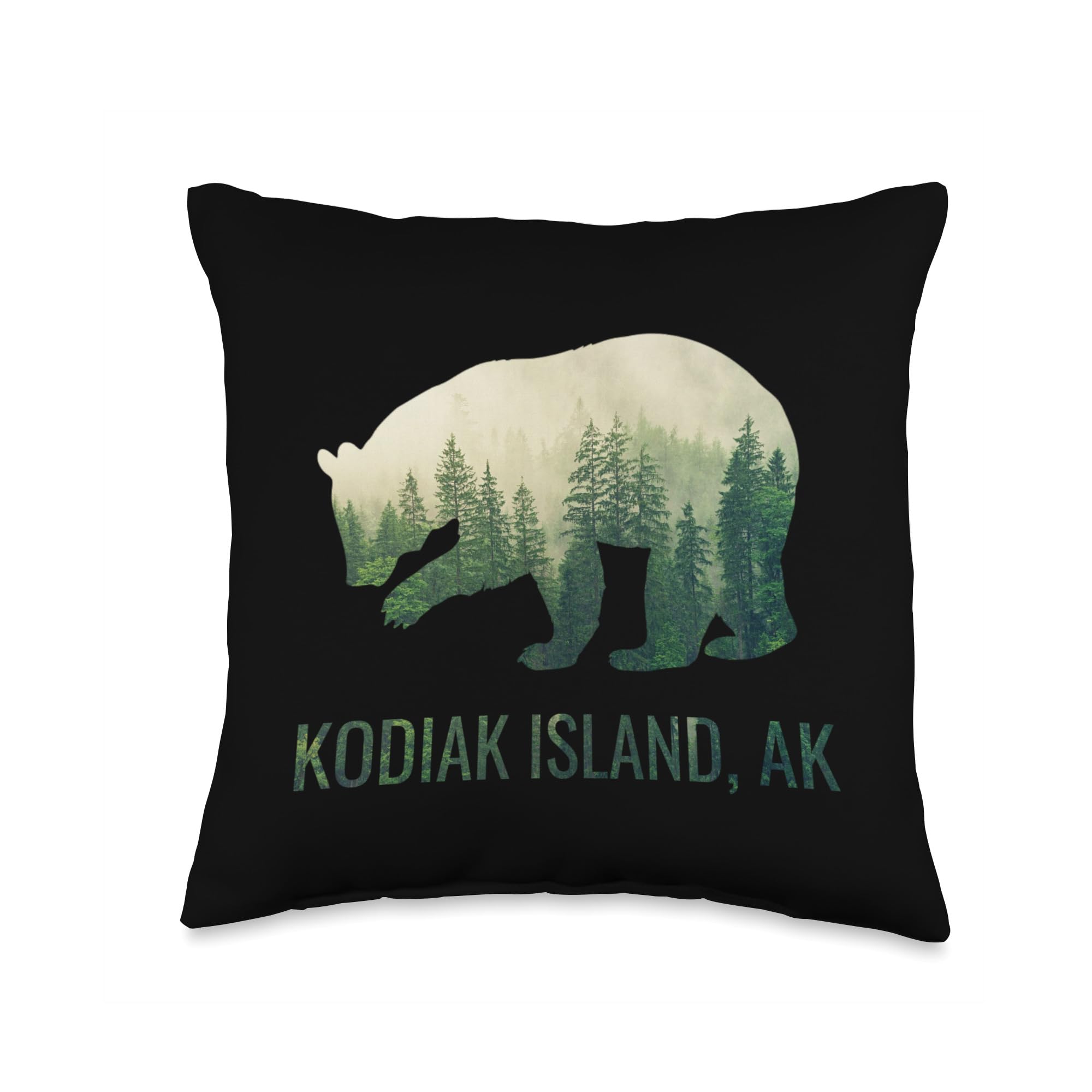 Kodiak Island SE Alaskan Wild Grizzly Bear Nature Lover Throw Pillow 16x16 - Multicolor Wildlife Decor for Living Room, Cabin & Outdoor Enthusiasts