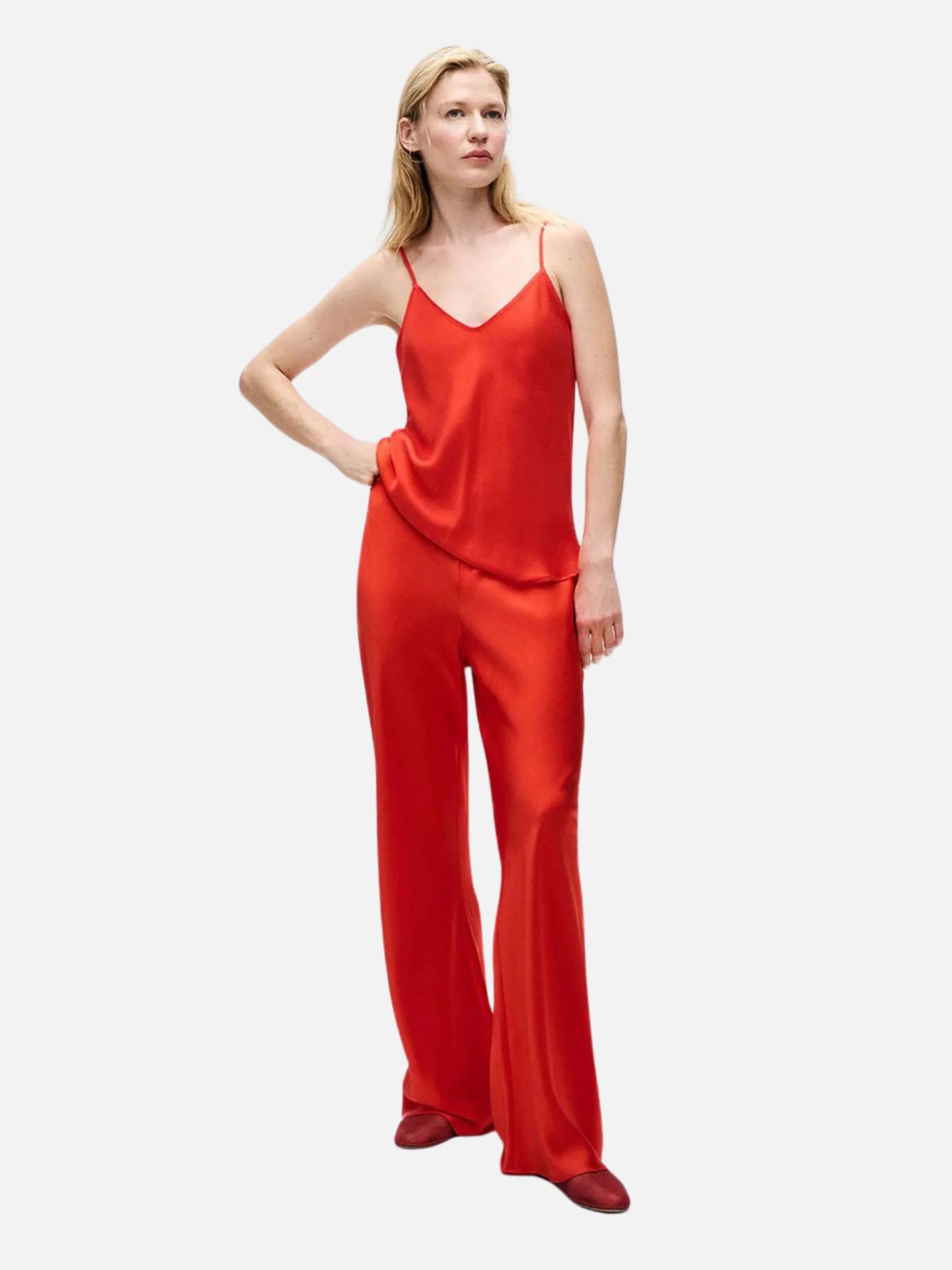 Stylish Bias Cut Pants in Geranium - Perfect for Casual Outfits, Office Wear & Evening Events