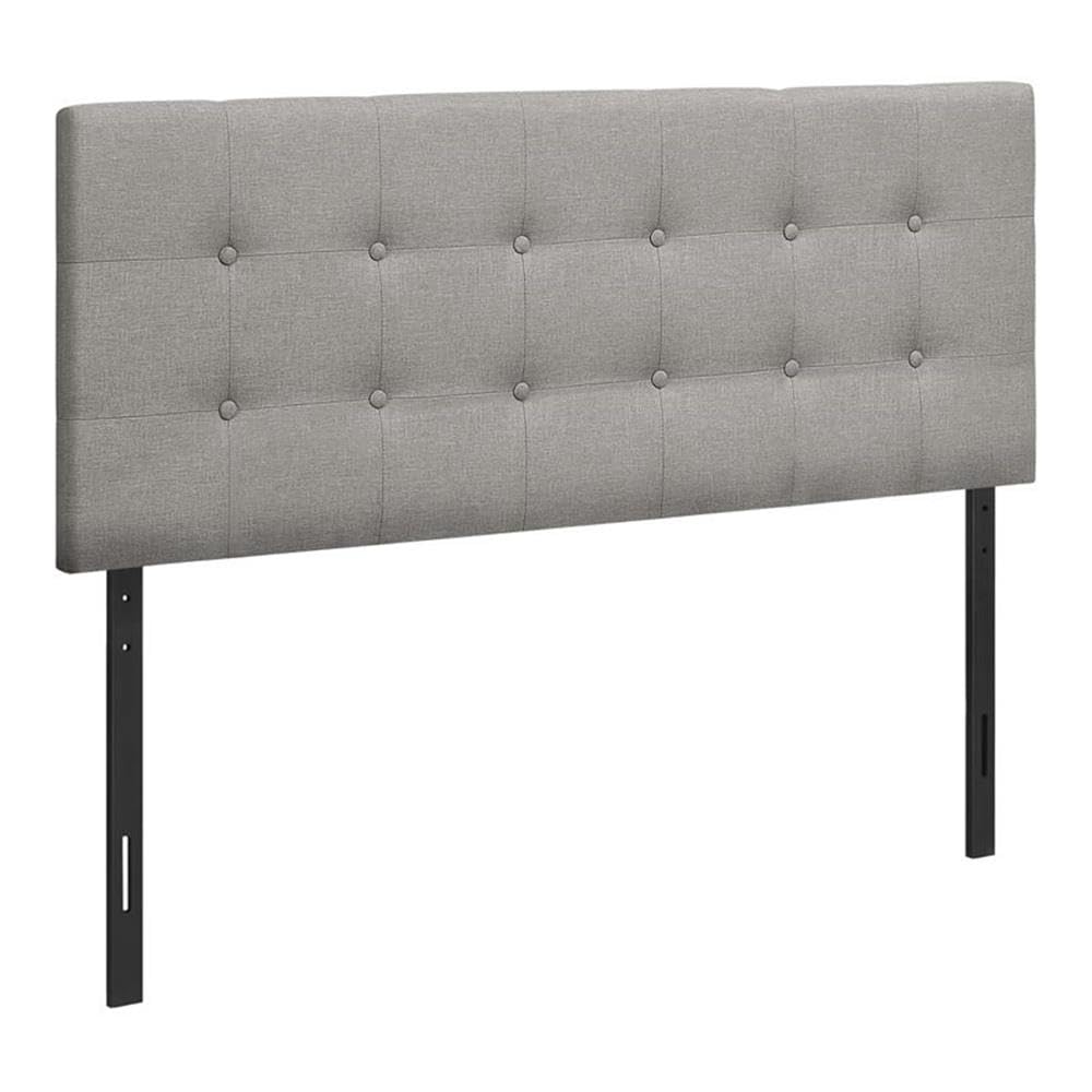 Monarch Specialties I 6003F Full Size Upholstered Bed Headboard - Grey Linen Look Transitional Style for Modern Bedroom Decor | Perfect for Master Bedrooms, Guest Rooms & Apartment Living