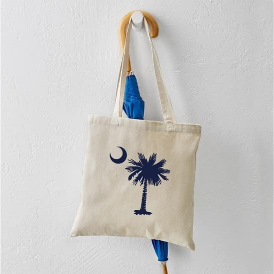 South Carolina Flag Tote Bag - Natural Canvas Reusable Grocery Shopping Bag for Beach, Farmers Market & Eco-Friendly Lifestyle