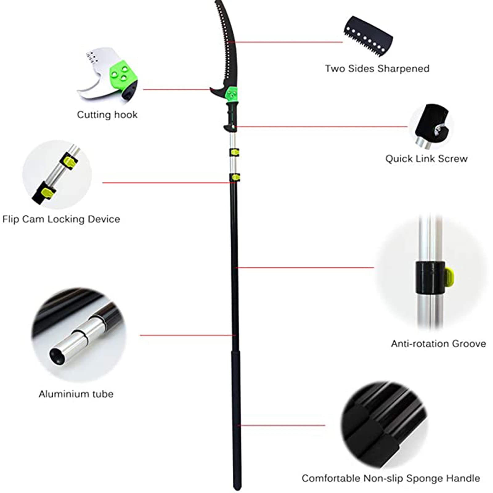 Telescopic Pole Saw for Tree Trimming - Extendable Pruning Saw with Lightweight Aluminum Pole for Cutting High Tree Branches in Yard, Garden, and Outdoor Landscaping - Perfect for DIY Tree Care and Professional Arborists