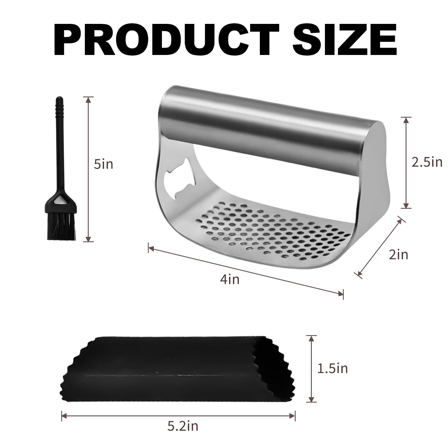 2024 Premium Stainless Steel Garlic Press & Mincer - Heavy Duty Garlic Crusher with Built-in Peeler, Cleaning Brush & Bottle Opener - Perfect for Cooking, Meal Prep & Kitchen Essentials (1PC)