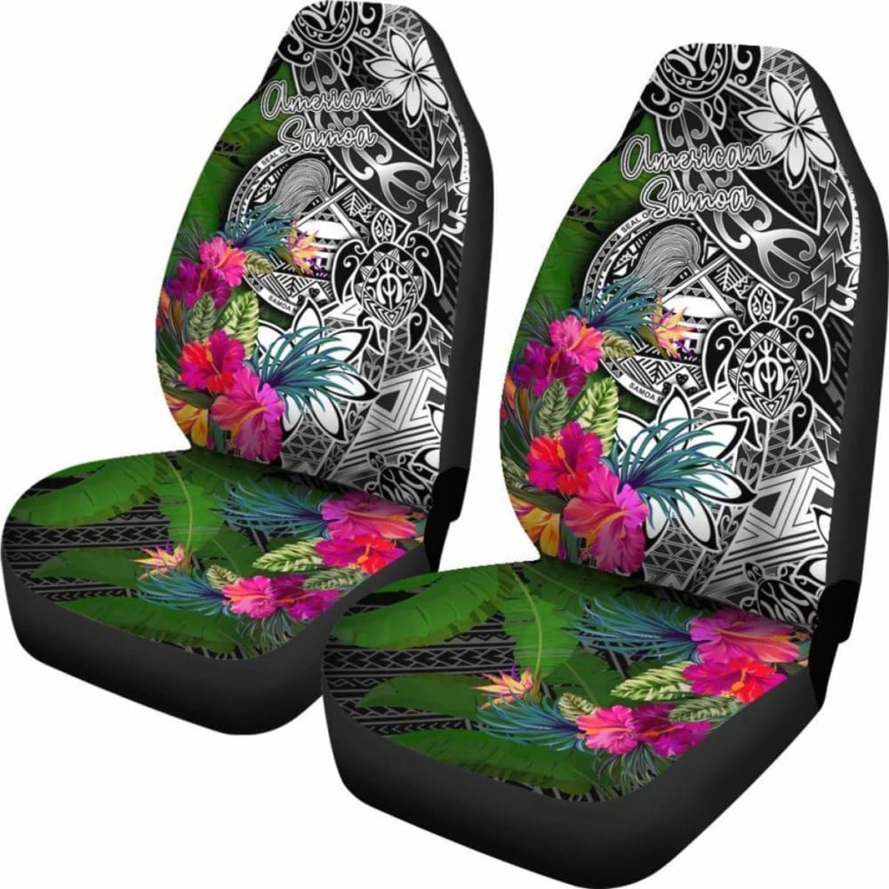 Premium American Samoa Car Seat Covers - Turtle Plumeria Banana Leaf Design - Waterproof & Durable for SUVs, Trucks & Sedans - Perfect for Beach Trips, Tropical Vacations & Summer Road Trips