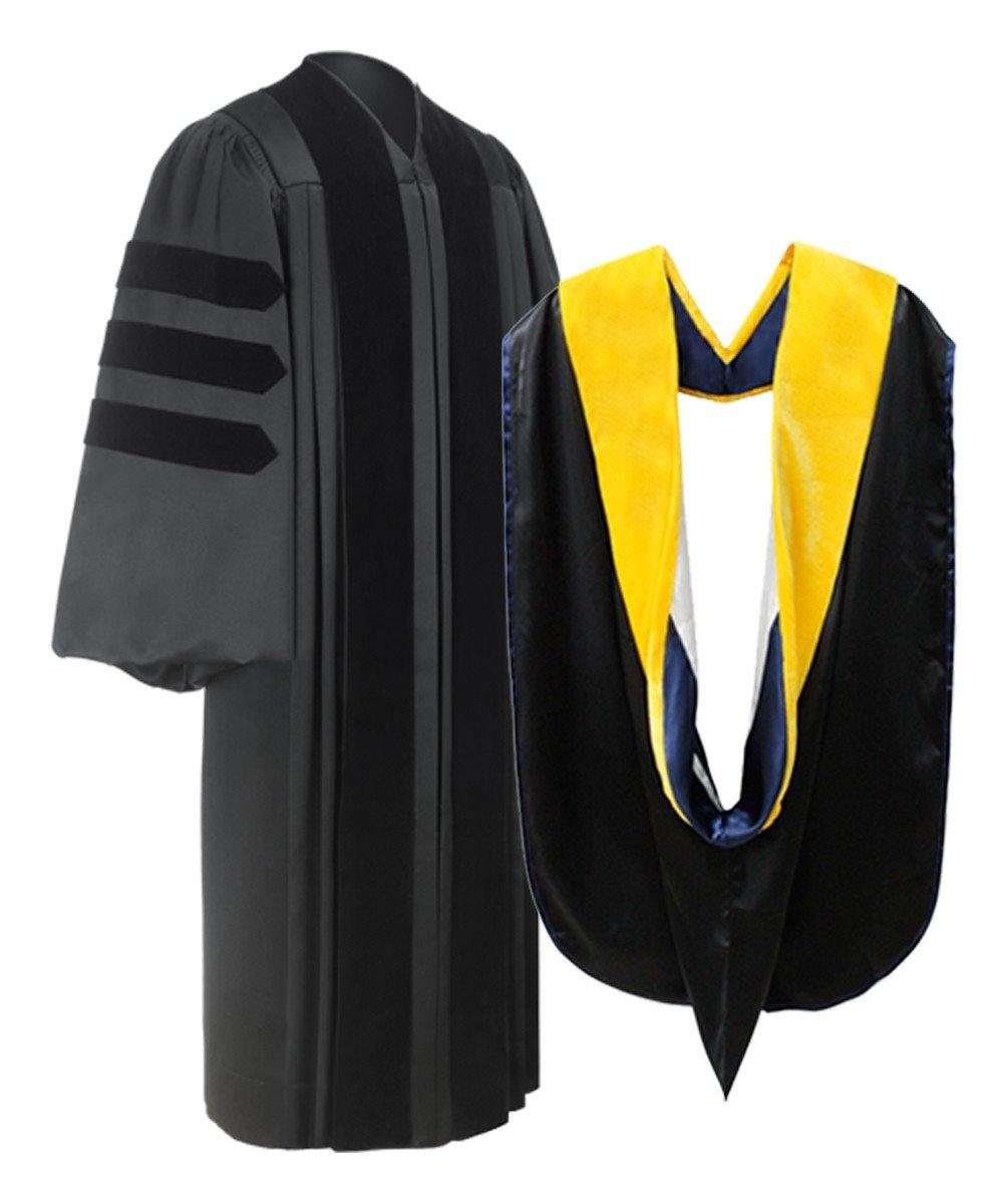 Premium Doctoral Graduation Gown & Hood Set - PhD Academic Regalia for Graduation Ceremony - Perfect for Commencement, Convocation & Academic Events