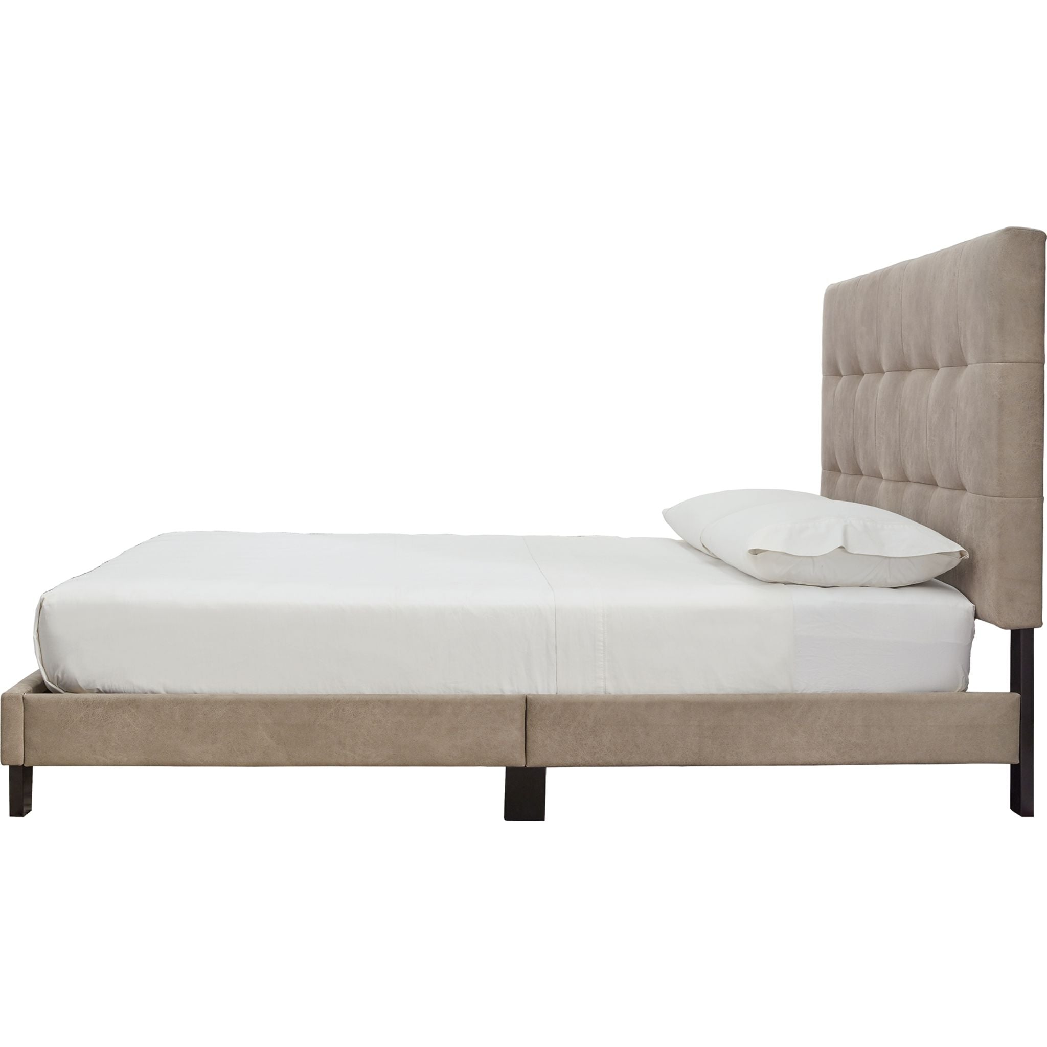 Adelloni Light Brown Upholstered Bed Frame - Queen Size Fabric Platform Bed with Wooden Slats for Bedroom, Guest Room & Master Suite