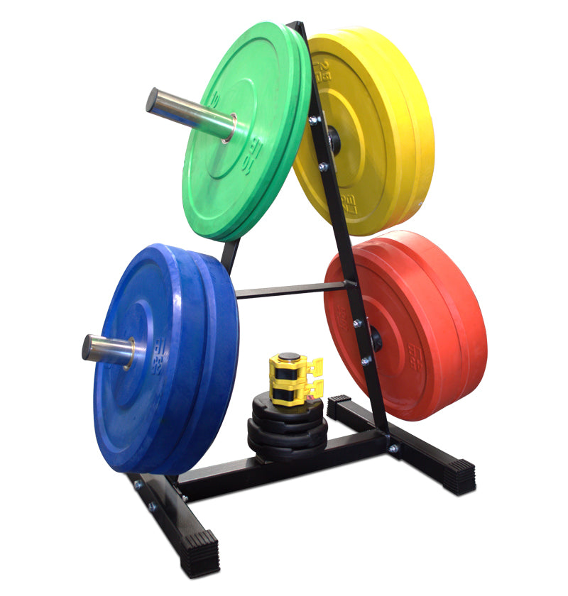 Heavy Duty A-Frame Bumper Plate Tree Rack - Olympic Weight Plate Storage Organizer for Home Gym, CrossFit & Strength Training
