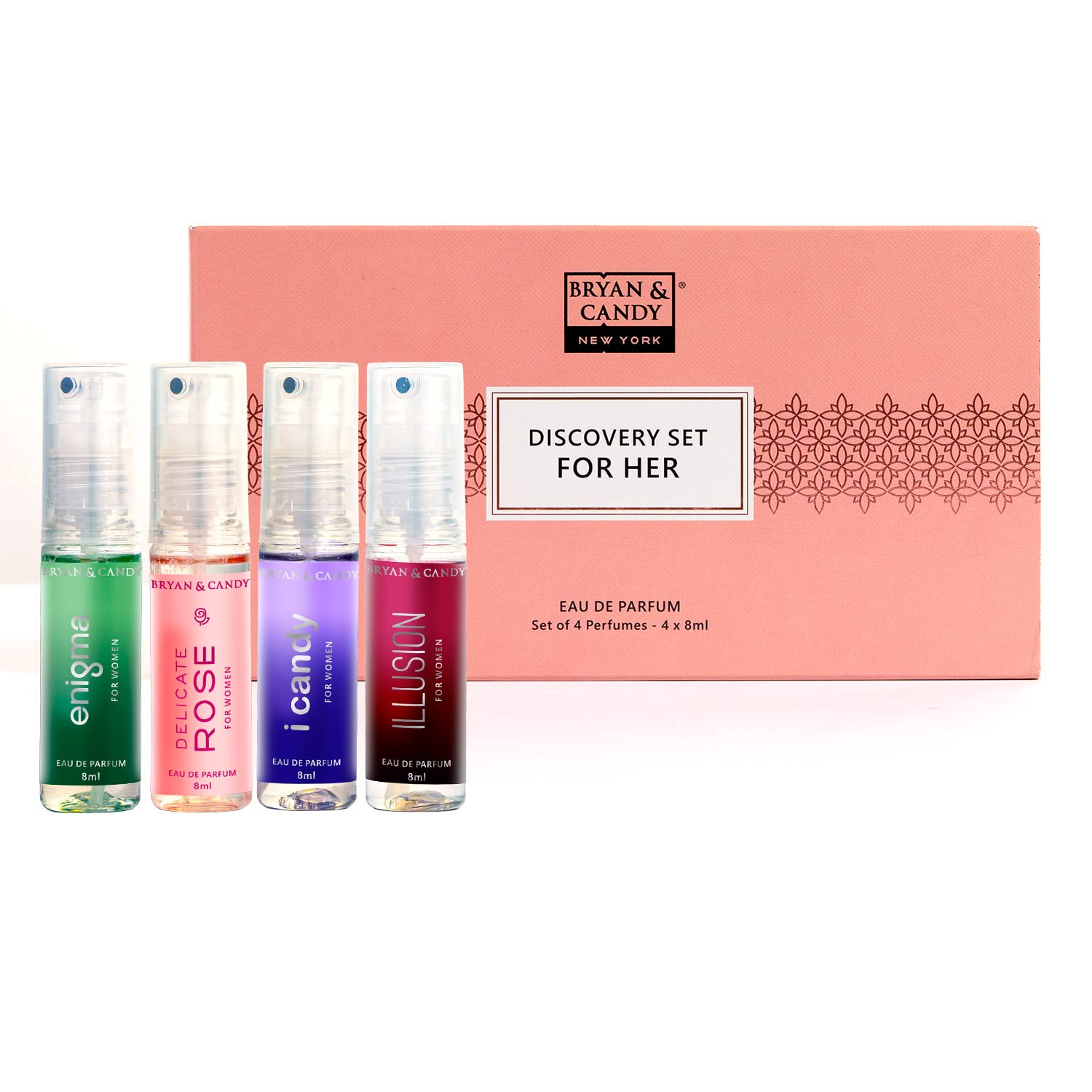 Bryan & Candy Women's Discovery Set - 4 x 8ml Eau de Parfum | Long-Lasting Floral & Fruity Perfume Gift Set | Perfect for Daily Wear, Office & Date Nights