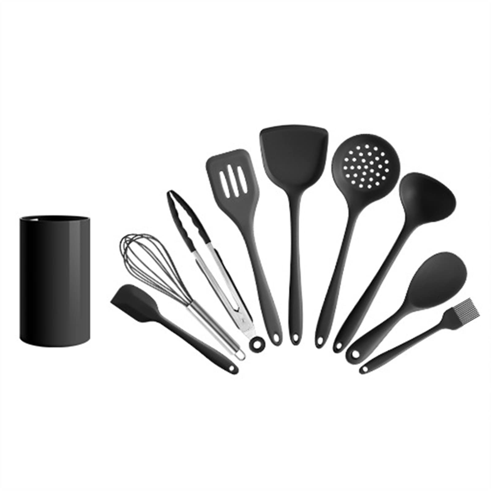 Premium Silicone Spatula Set - 10-Piece Non-Stick Heat-Resistant Kitchen Utensils for Baking, Cooking & BBQ - Black (Perfect for Cake Decorating, Mixing Batters & Grilling)