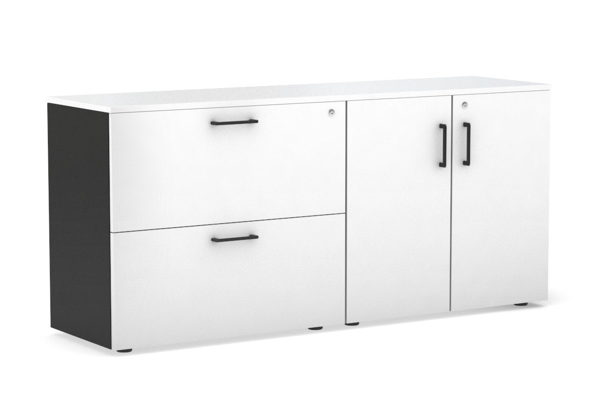 2-Drawer Lateral File Cabinet with 2-Door Storage Cupboard - Office Organization & Document Storage Solution for Home & Business Workspaces
