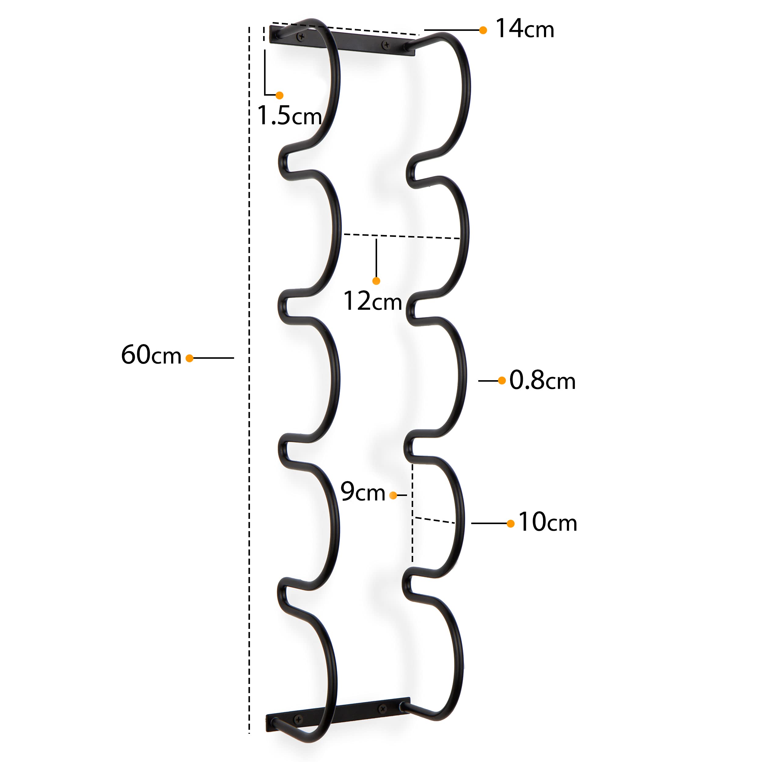 Wallniture Dijon 5-Sectional Wine Rack - Wall Mounted or Under Cabinet Bottle Storage Organizer - Metal Black Set of 2 - Perfect for Kitchen, Bar, Dining Room & Wine Cellar Organization