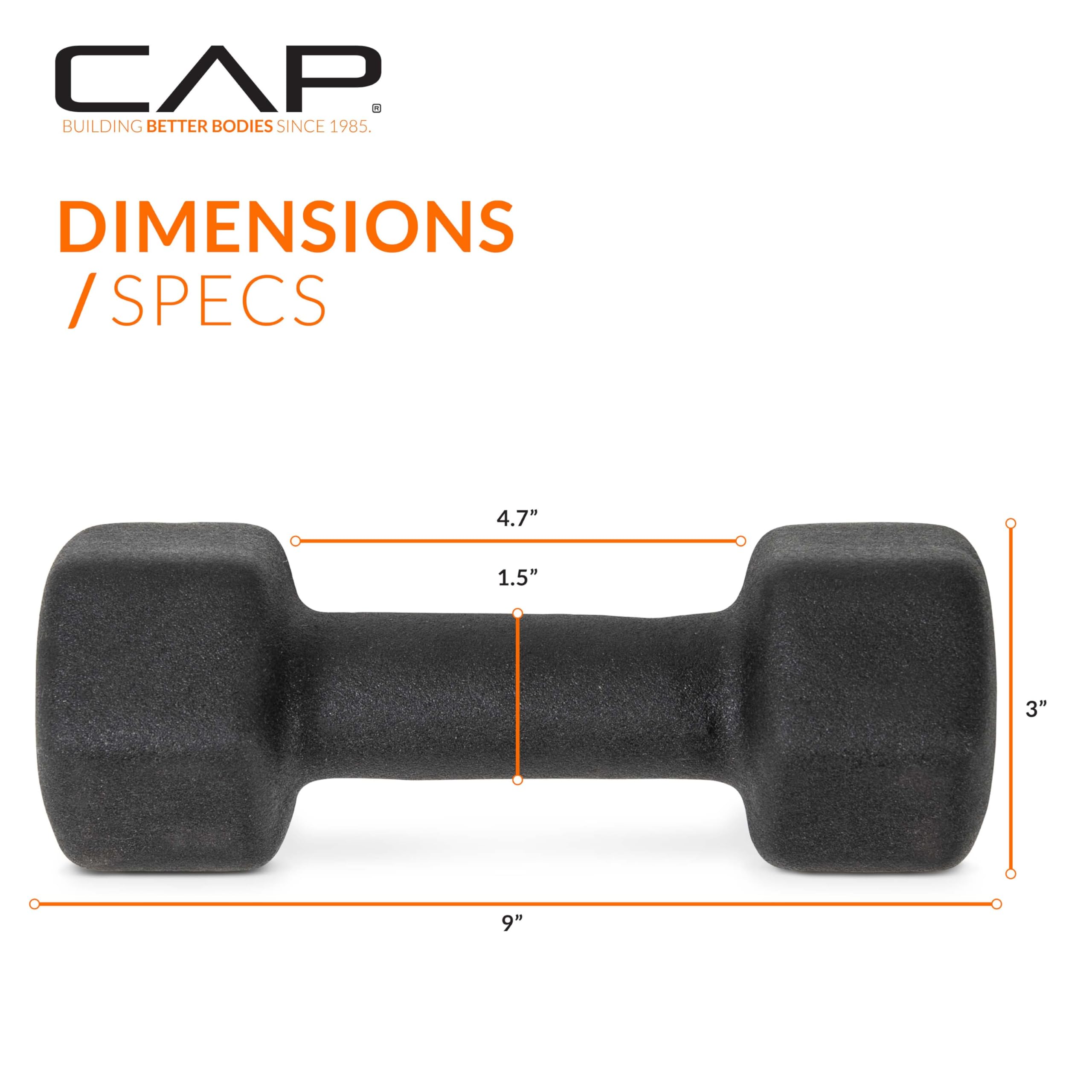 Premium CAP Barbell Neoprene Dumbbell Weights Set - 5lb to 50lb Pairs with Non-Slip Grip | Multiple Color Options for Home Gym, Strength Training & Fitness Workouts