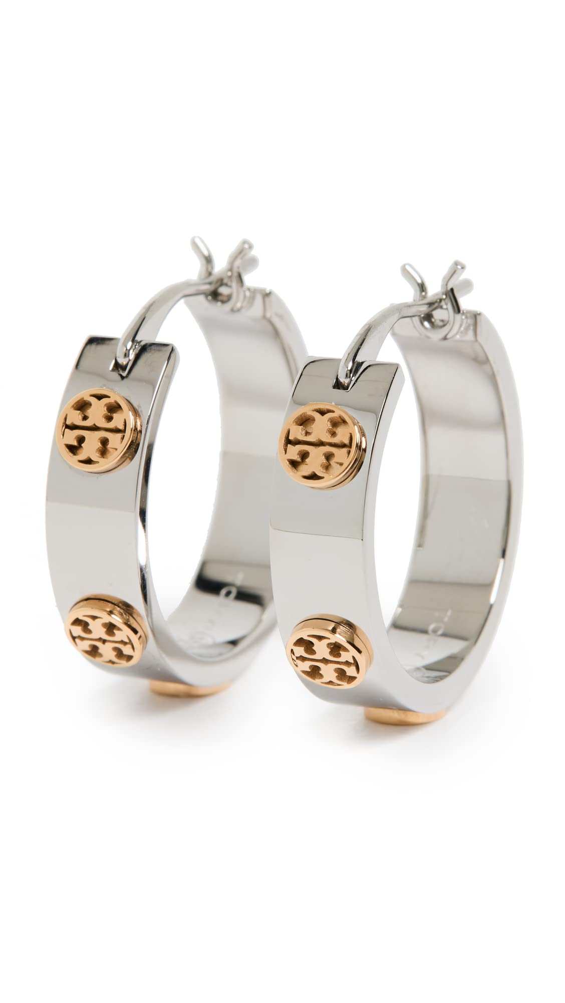 Tory Burch Women's Miller Stud Hoop Earrings - Gold & Silver Fashion Jewelry for Everyday Wear | Perfect for Office, Date Night & Special Occasions