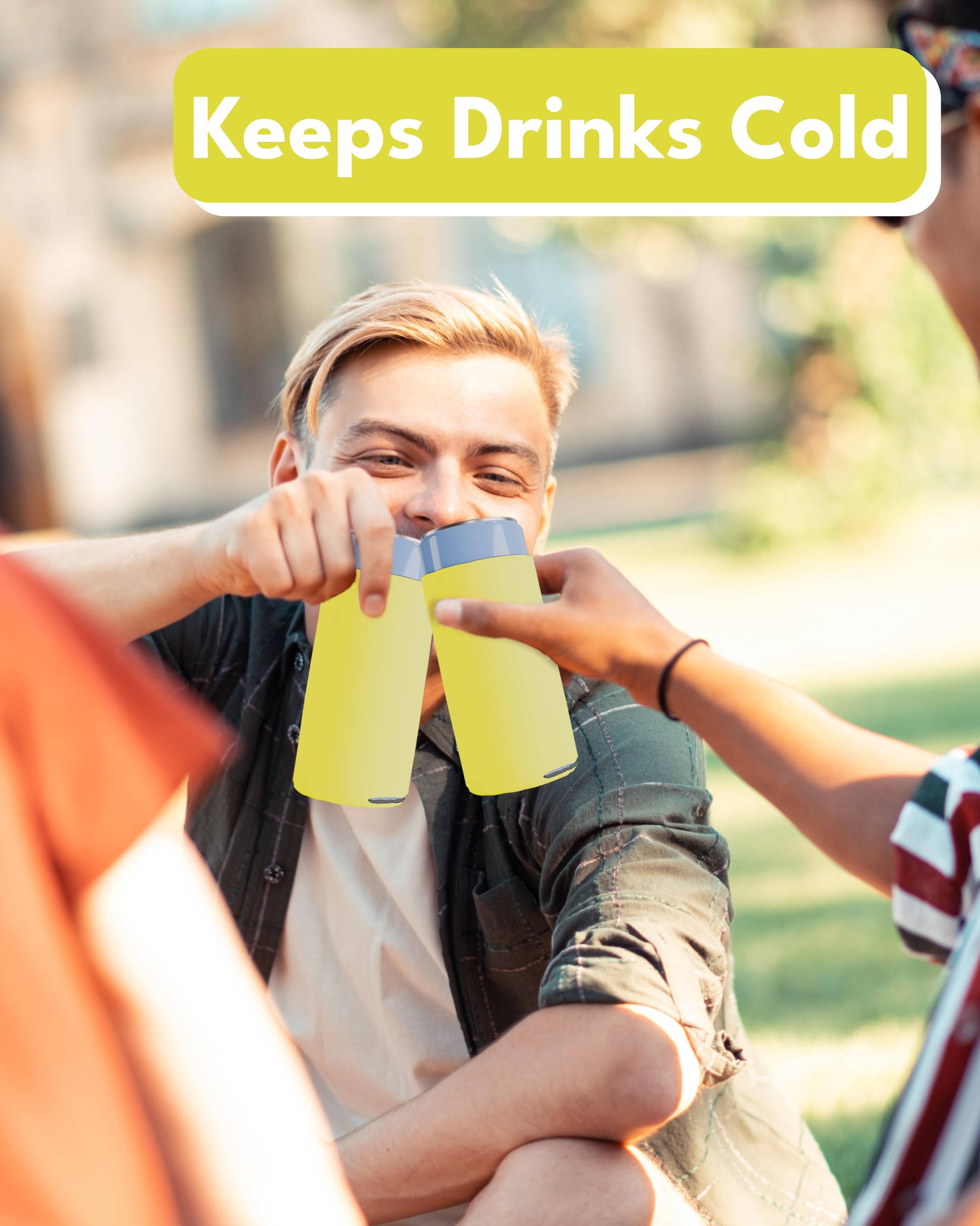 200 Pack Yellow Blank Slim Can Cooler Sleeves - Customizable Sublimation Beer & Seltzer Insulators for 12oz Tall Cans | Skinny Collapsible Drink Sleeves for Parties, BBQs, Tailgating & Outdoor Events
