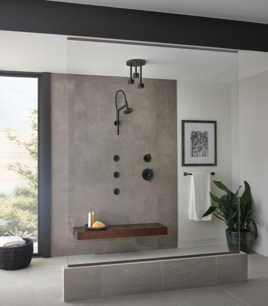 Brizo 82392 BL Matte Black 5-Spray 1.75 GPM Shower Head - High Pressure Water Saving Rain Shower for Bathroom & Spa Relaxation