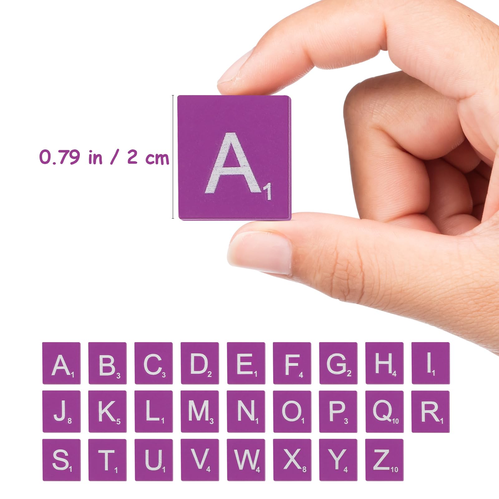 100pcs Self-Adhesive Vinyl Letter Stickers - Wooden Alphabet Tiles for Phonics, Spelling & Learning - Perfect for DIY Crafts, Wedding Decor, Baby Toys & Educational Activities - Reusable Wood Chips in Bamboo Storage Box (Purple)