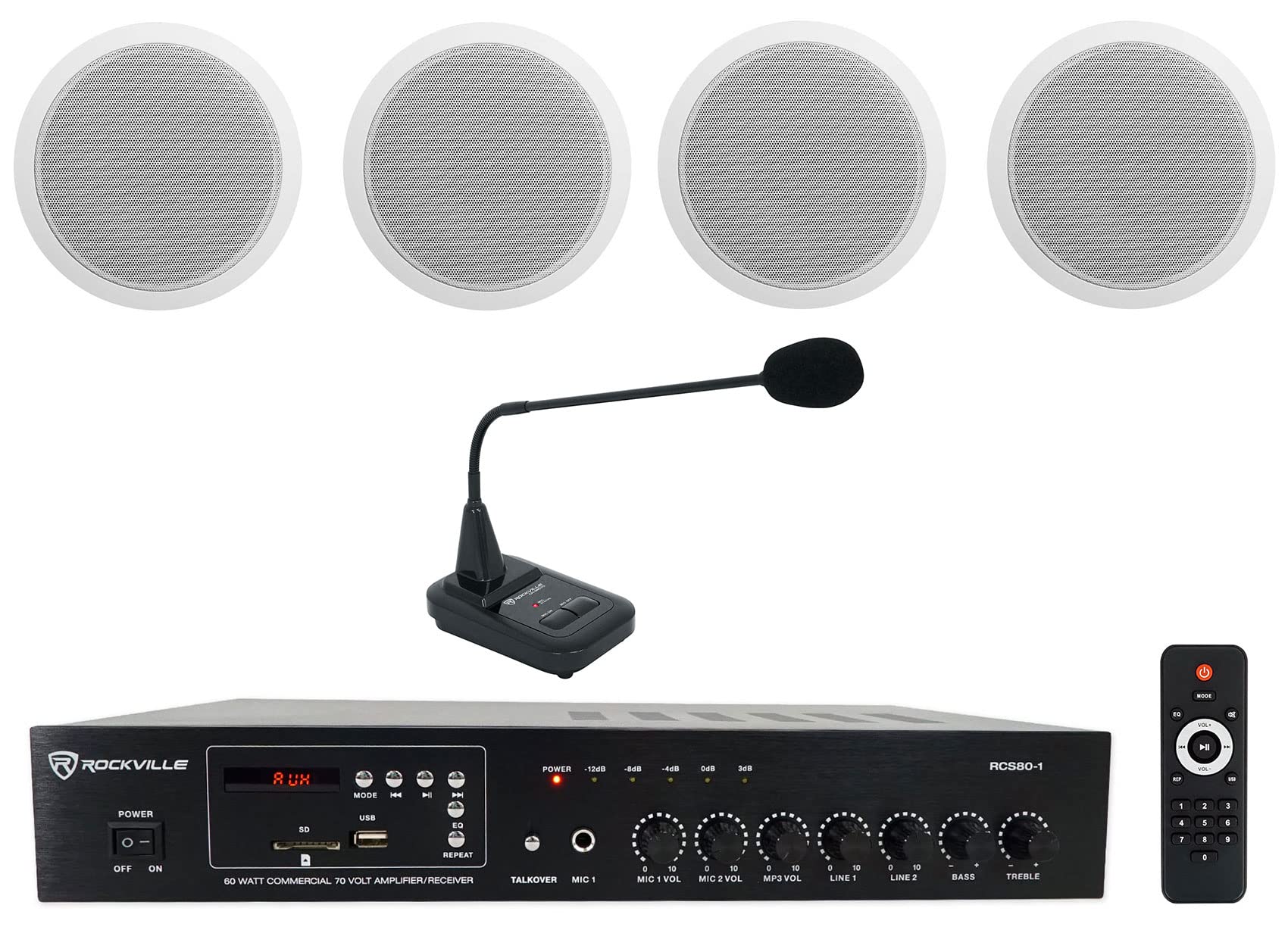 Rockville Commercial Restaurant Amplifier with 4x6