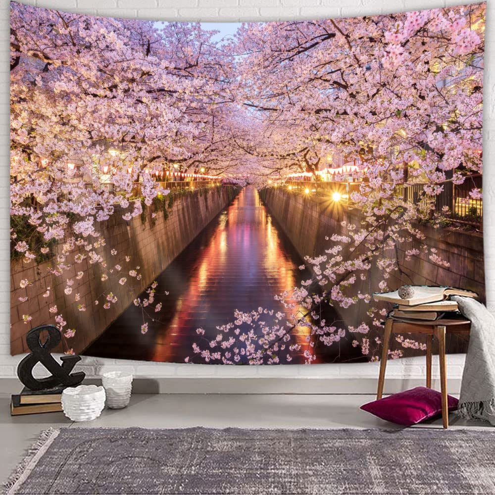 DYNH Japanese Cherry Blossom Tapestry Wall Hanging - 71x60 Inch Floral Decor for Bedroom, Living Room, Dorm - Perfect for Boho Home Decor & Spring Aesthetic