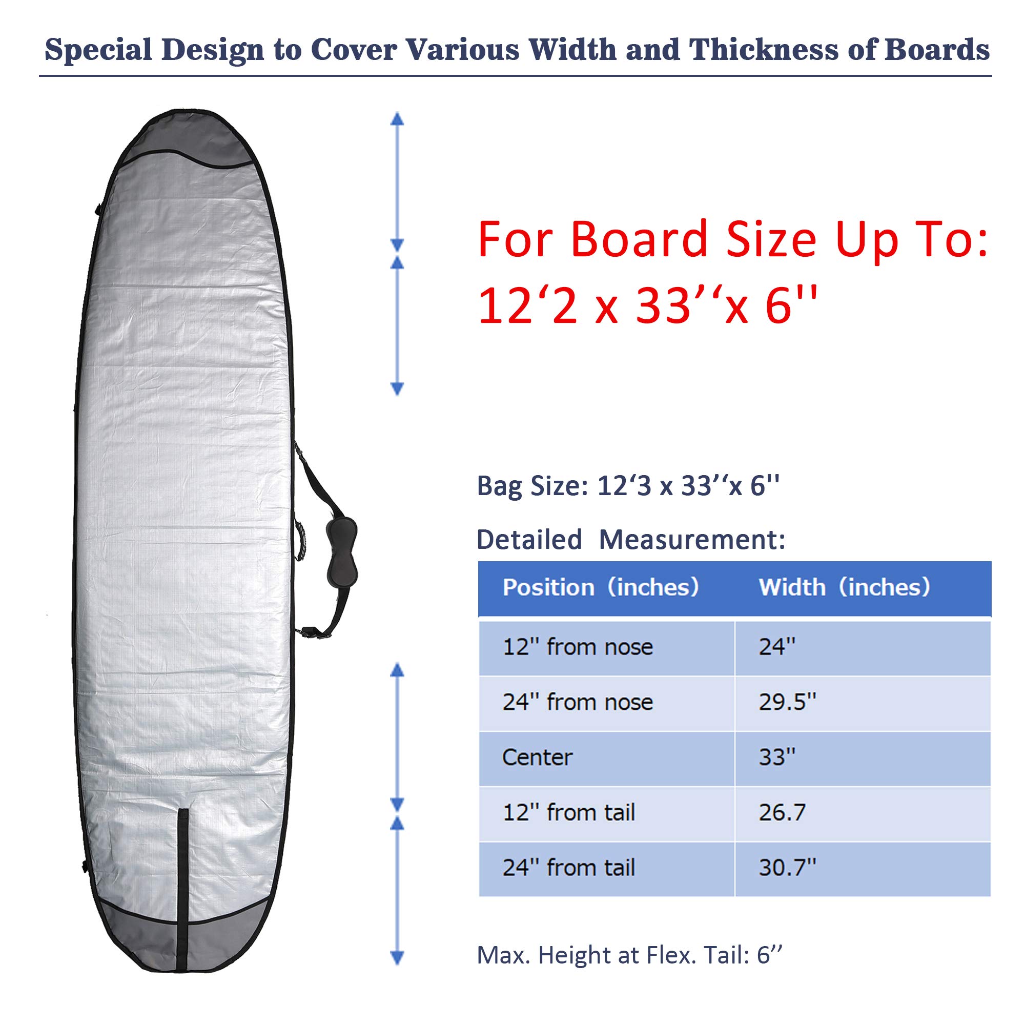 Abahub Premium SUP Travel Bag - Foam Padded Stand Up Paddleboard Cover Case for Storage & Transport | Waterproof Paddle Board Carrying Bag for Surfing, Kayaking, Outdoor Adventures | Perfect for Airplane, Car, Truck & Beach Travel