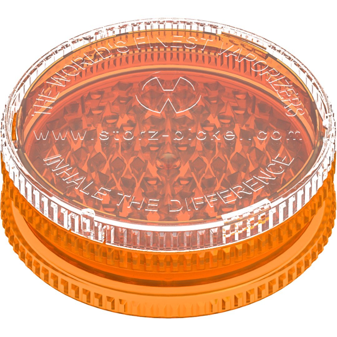 Storz & Bickel Volcano Orange Acrylic Herb Grinder - 3.5 Inch (90mm) 2-Piece Grinder for Dry Herbs - Perfect for Vaporizers, Smoking, and Cooking Preparation