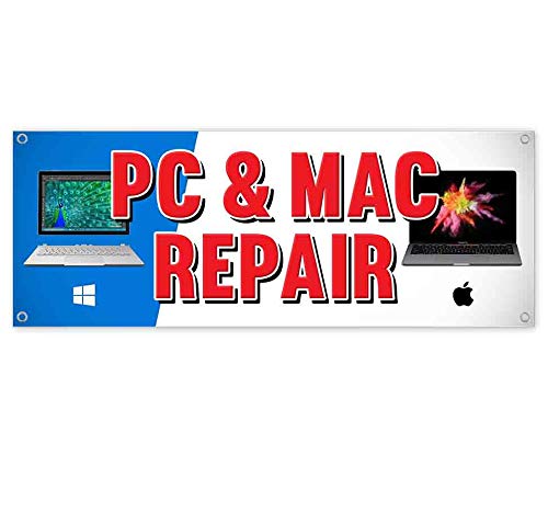 PC Computer Repair Banner 13 oz Heavy-Duty Vinyl Sign with Metal Grommets - Durable Non-Fabric Advertising for Tech Shops & IT Services