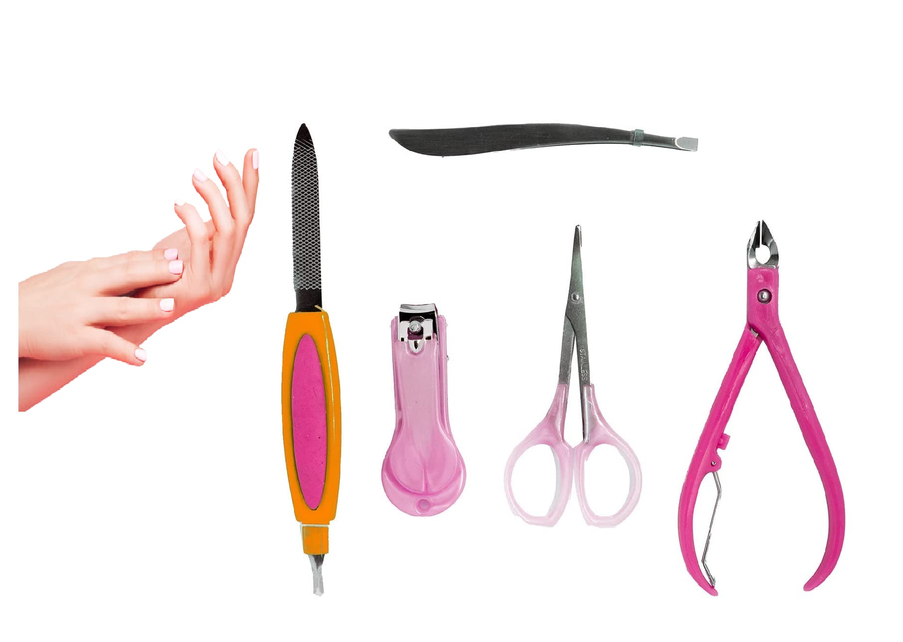 INAAYA 5-in-1 Manicure Pedicure Kit for Women - Professional Nail Care Tools Set with Cuticle Pusher, Nail Clipper, File & More - Perfect for Home Salon, Spa & Travel Grooming